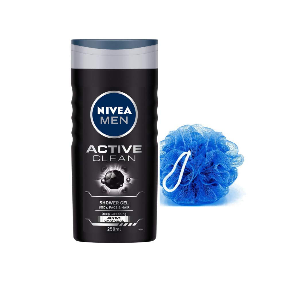 Front bottle of NIVEA Men Active Clean Shower Gel 250 ml