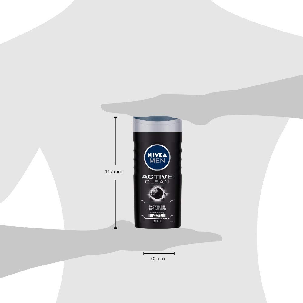 NIVEA Men Active Clean Shower Gel, 250ml With Free Loofah – view 5