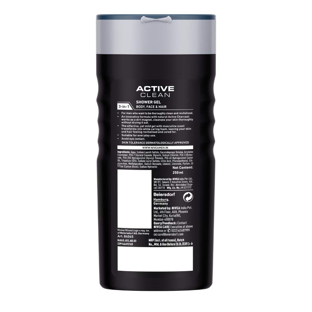 NIVEA Men Active Clean Shower Gel, 250ml With Free Loofah – view 7