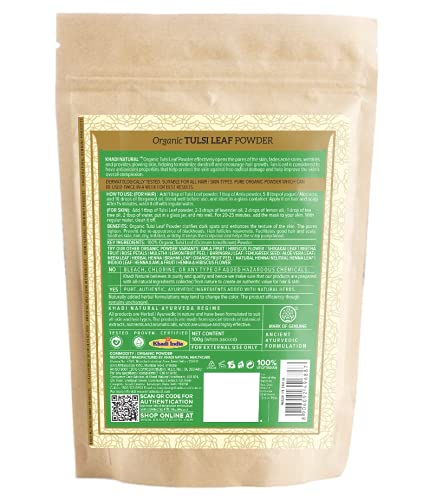 KHADI NATURAL Tulsi Leaf Organic Powder Pack of 2 (2x100gm) 200gm – view 3