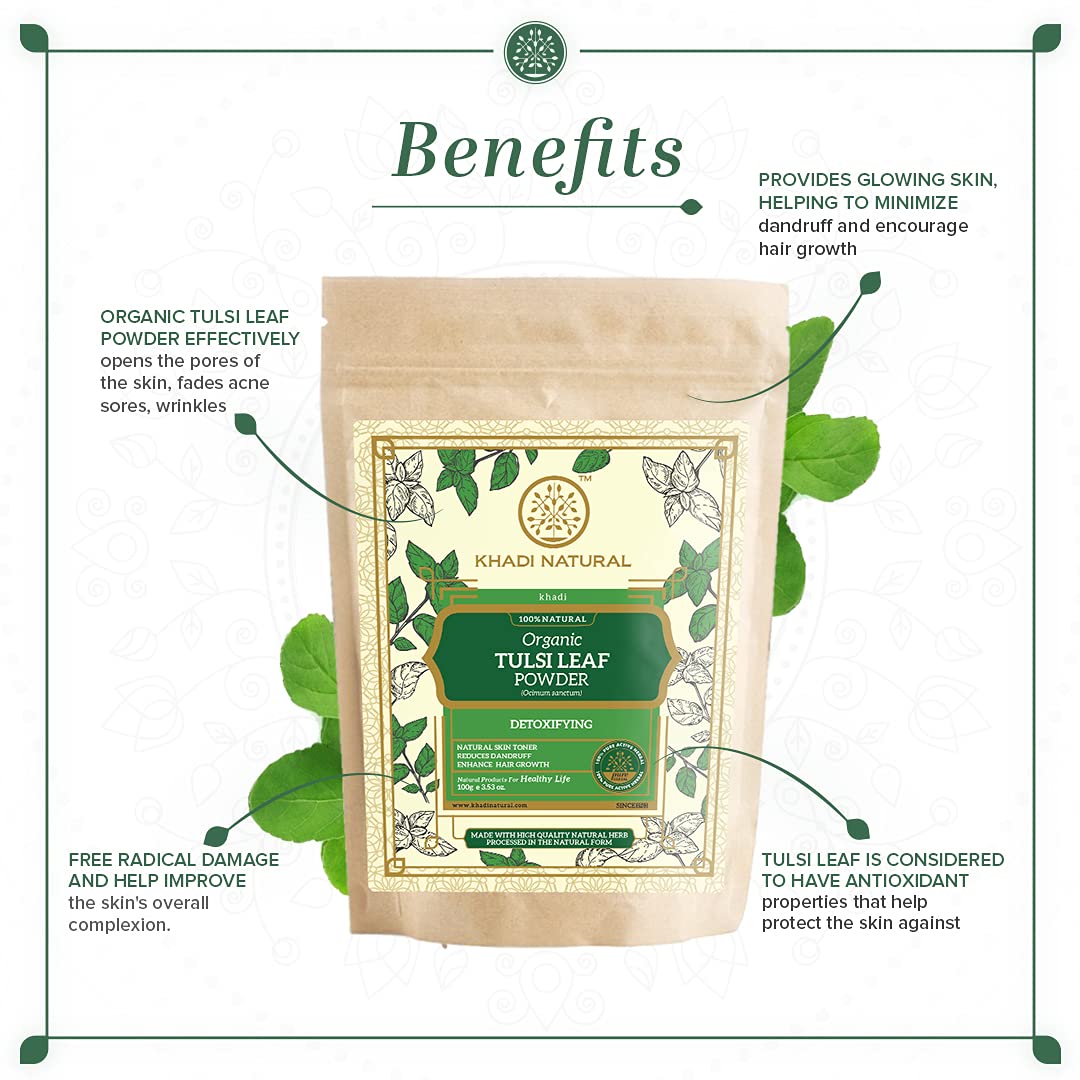 KHADI NATURAL Tulsi Leaf Organic Powder Pack of 2 (2x100gm) 200gm – view 5