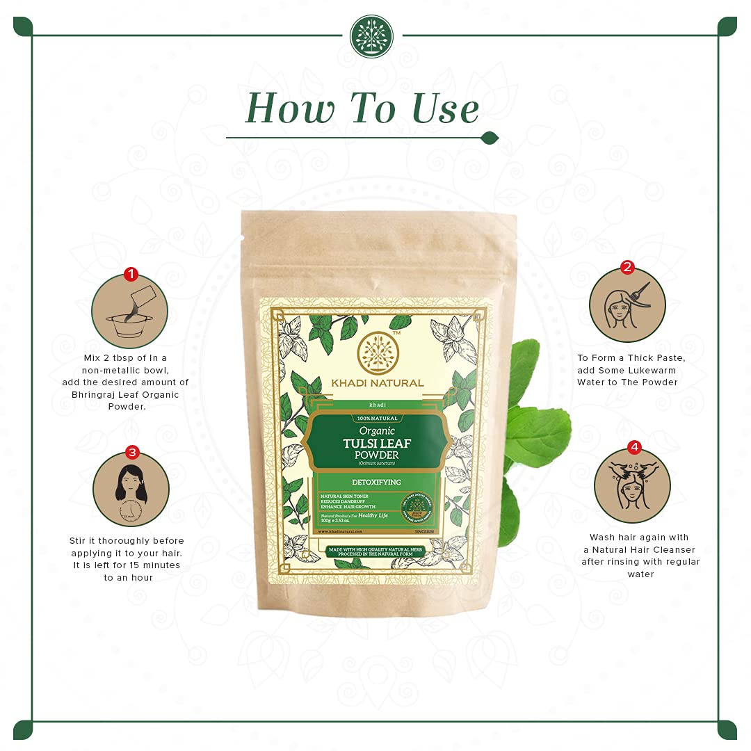 KHADI NATURAL Tulsi Leaf Organic Powder Pack of 2 (2x100gm) 200gm – view 6