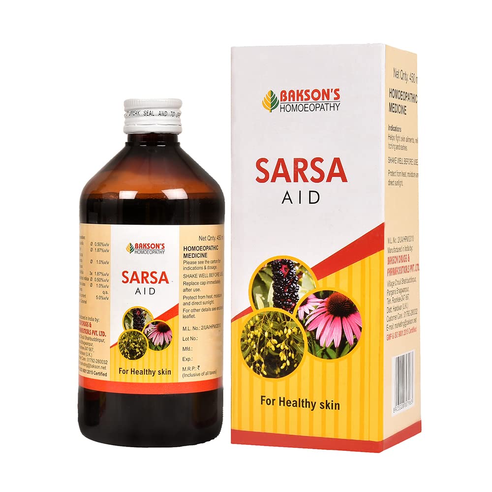 Bakson's Sarsa Aid Syrup 450 ml packaged bottle view