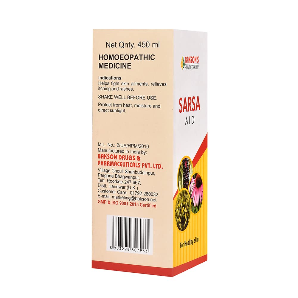 Dr. Bakshi's BAKSON'S HOMOEOPATHY Sarsa Aid Syrup (450ml) – view 3