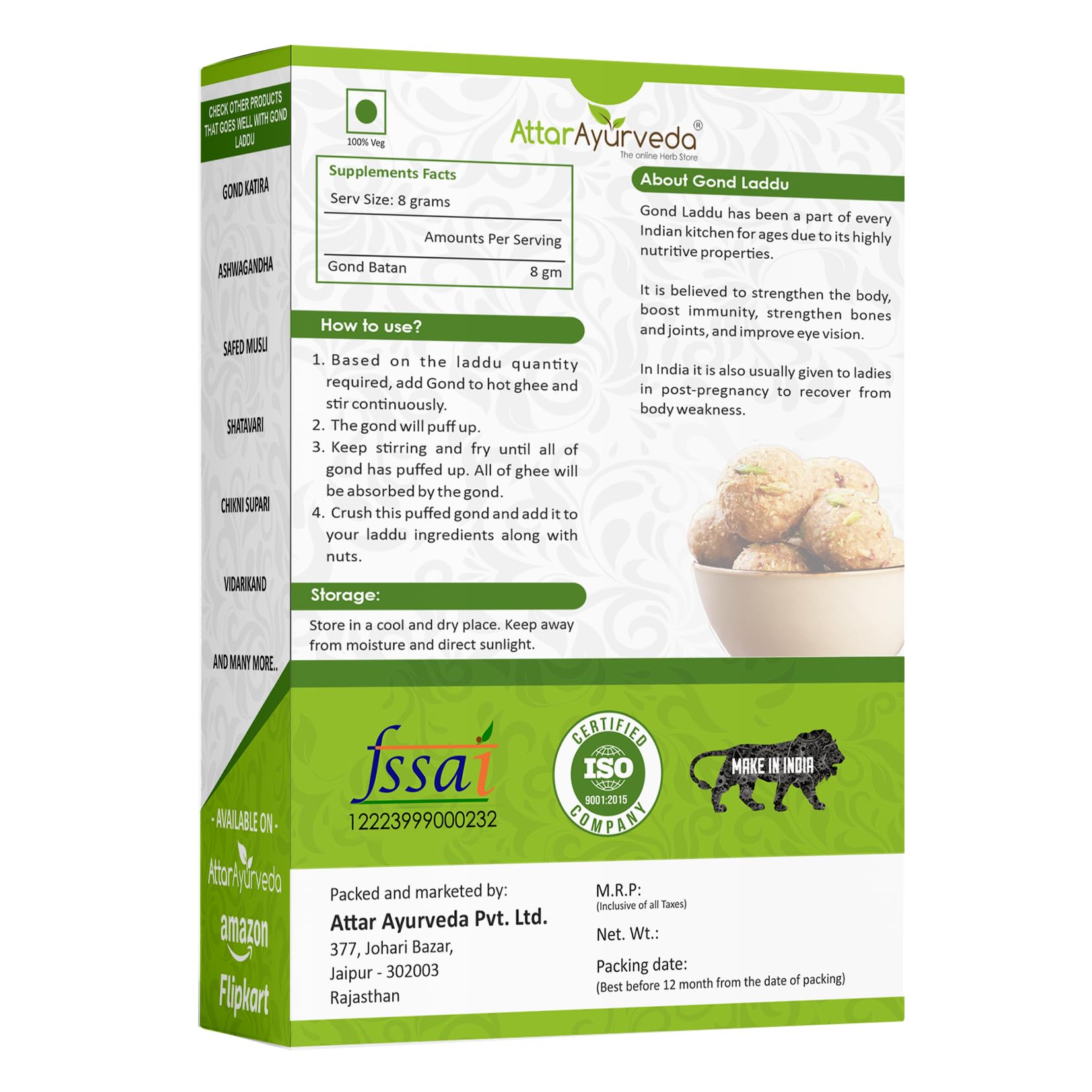 Attar Ayurveda Edible Gond for Laddu 250 grams – view 2