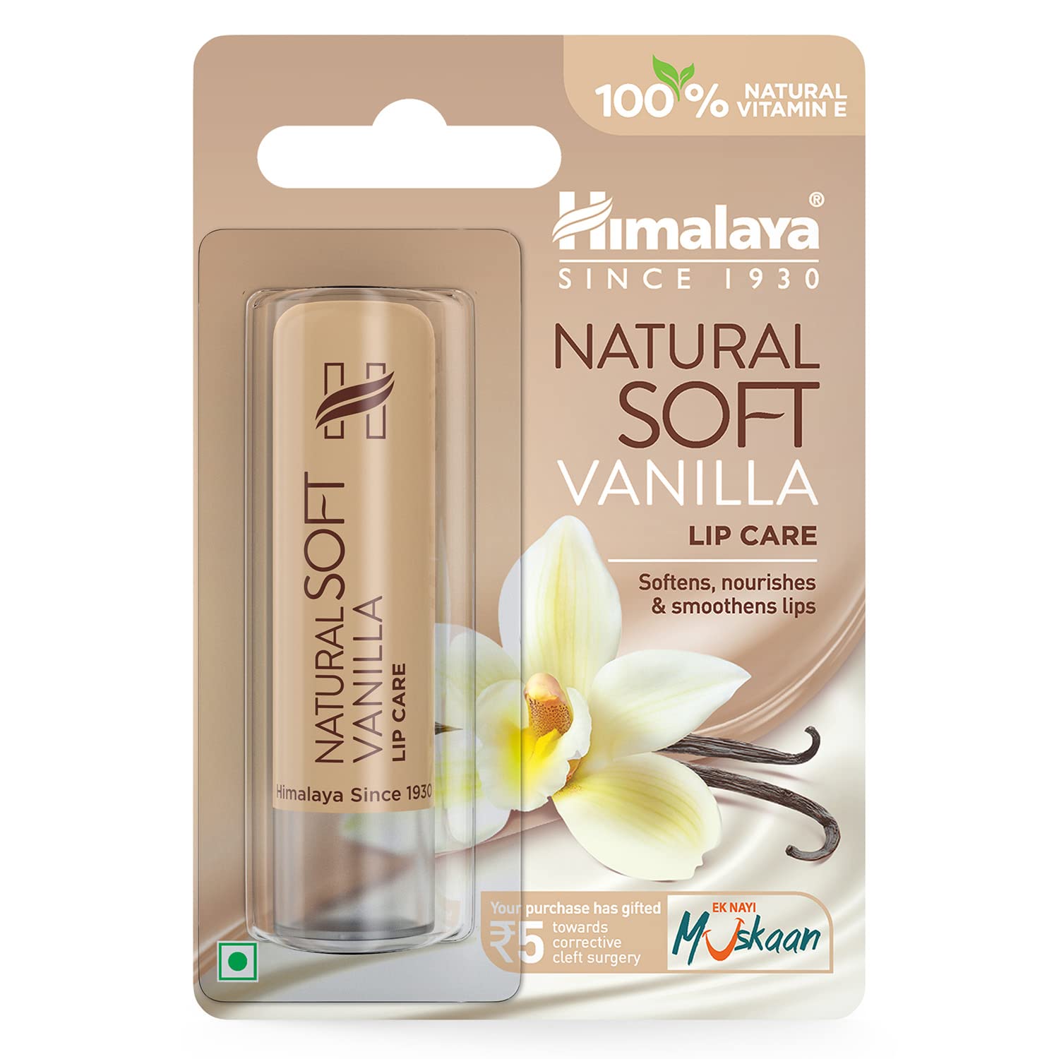 Himalaya vanilla lip balm stick for dry, chapped lips