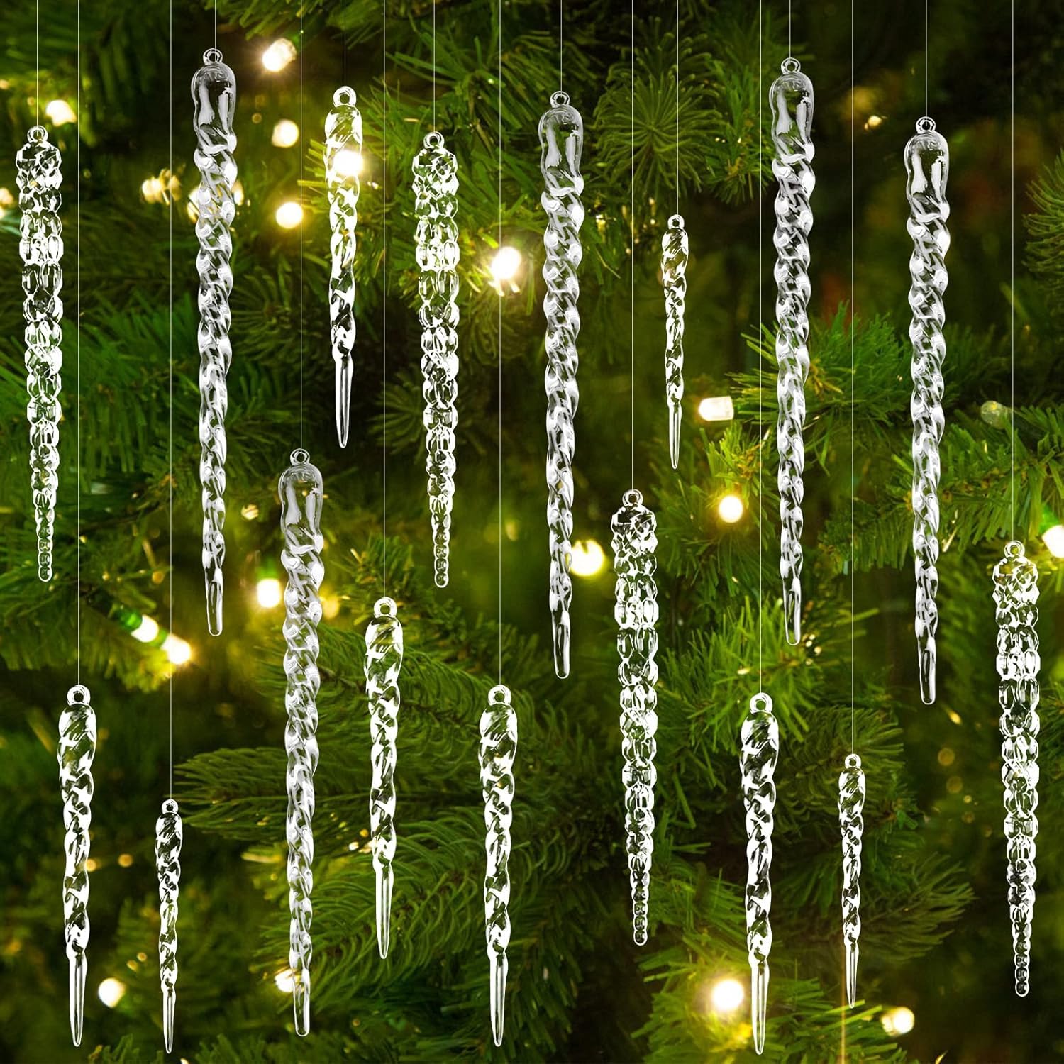 Pack of 20 VRB Dec crystal clear icicle Christmas ornaments