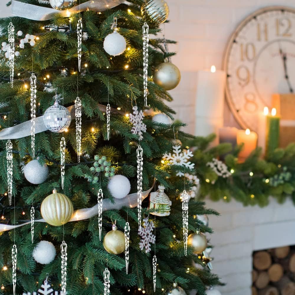 VRB Dec 20 pcs Christmas Crystal Decorations Acrylic Xmas Tree Icicle Hanging Ornaments,Hanging Decorations/Christmas Tree Decoration Items (20 Pcs - Iced Crystal Hanging) – view 3