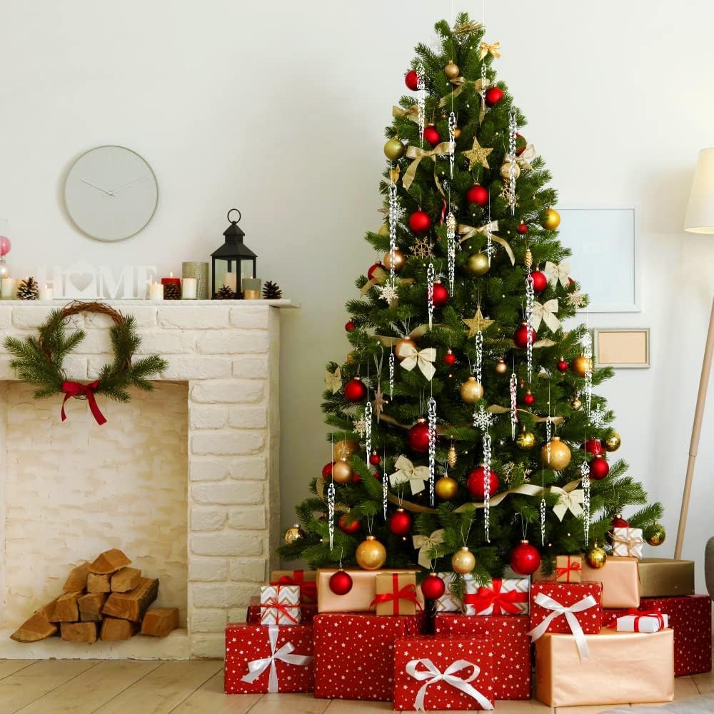 VRB Dec 20 pcs Christmas Crystal Decorations Acrylic Xmas Tree Icicle Hanging Ornaments,Hanging Decorations/Christmas Tree Decoration Items (20 Pcs - Iced Crystal Hanging) – view 4