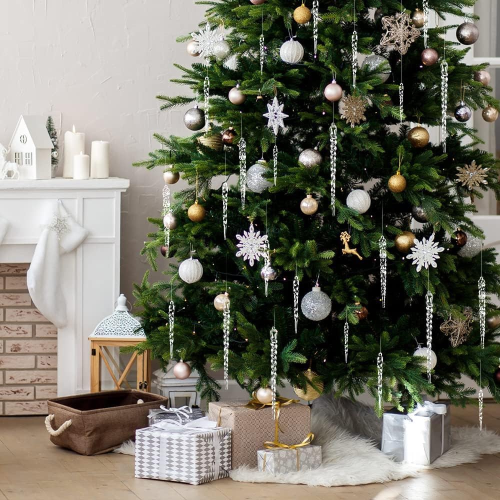 VRB Dec 20 pcs Christmas Crystal Decorations Acrylic Xmas Tree Icicle Hanging Ornaments,Hanging Decorations/Christmas Tree Decoration Items (20 Pcs - Iced Crystal Hanging) – view 6