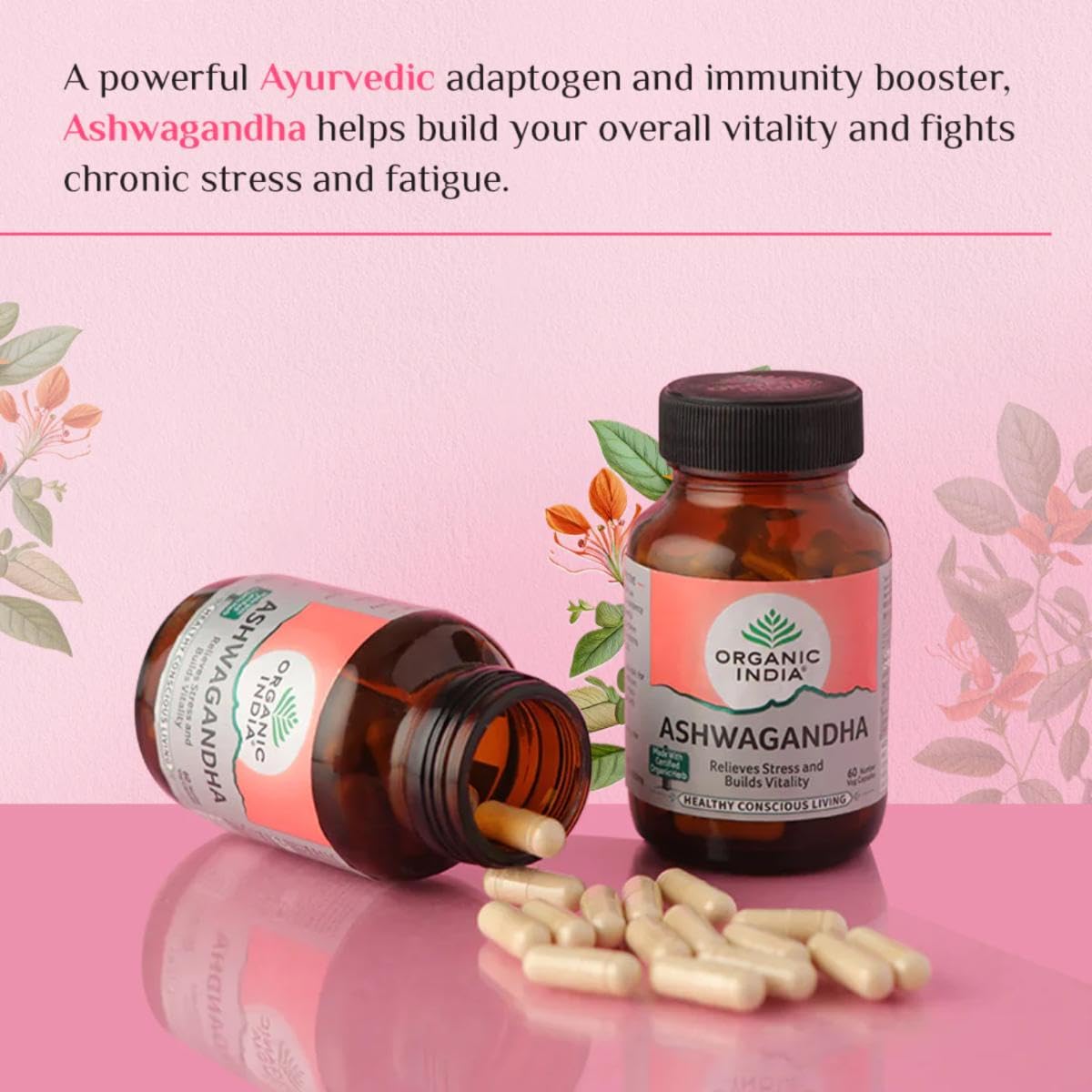 A TATA Product - Organic India Ashwagandha Capsules - 180 Veg Caps, Vitality & Relieves Stress, Naturally Boosts Energy & Stamina, Improves Immune System, GMP & NPOP Certified Organic – view 5