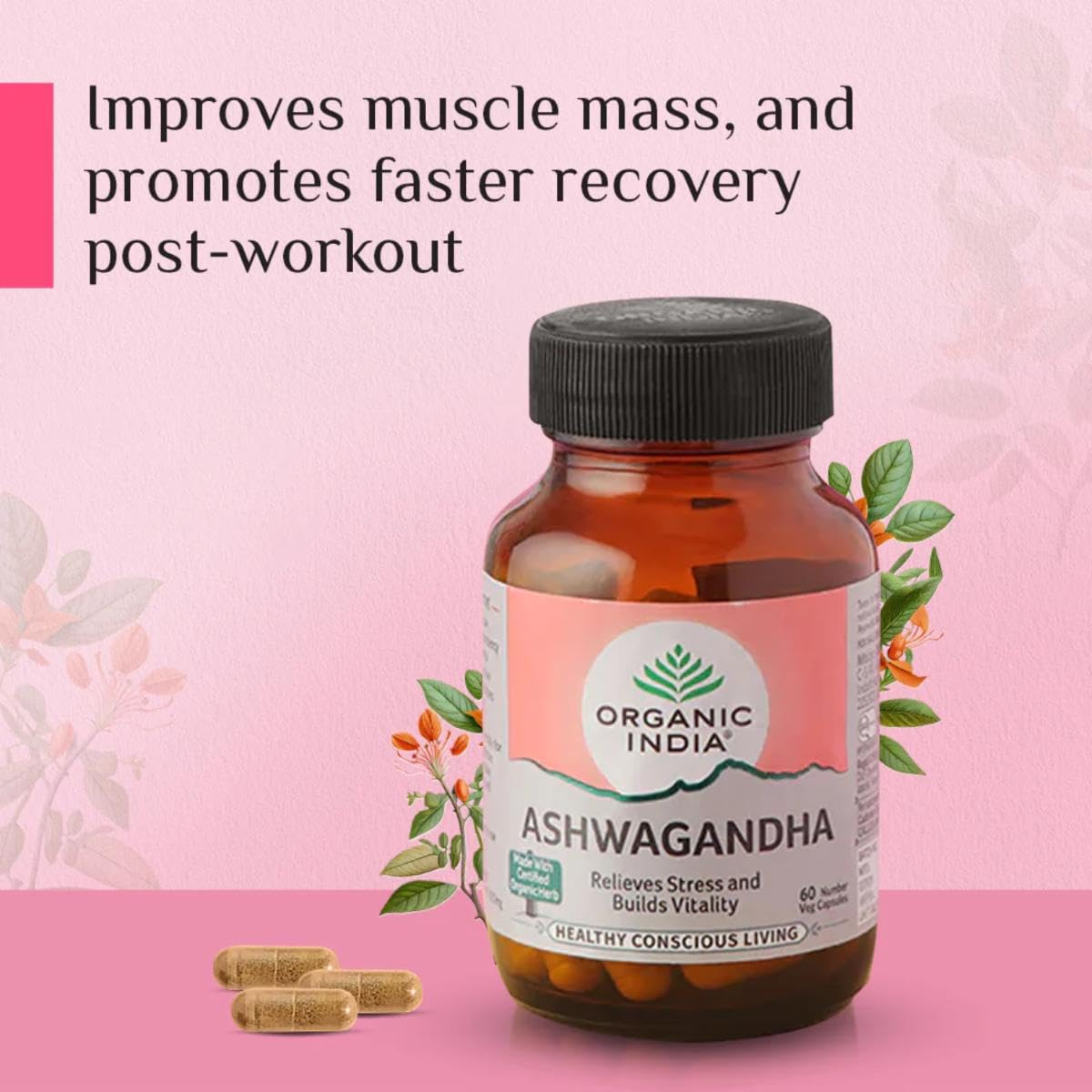 A TATA Product - Organic India Ashwagandha Capsules - 180 Veg Caps, Vitality & Relieves Stress, Naturally Boosts Energy & Stamina, Improves Immune System, GMP & NPOP Certified Organic – view 7