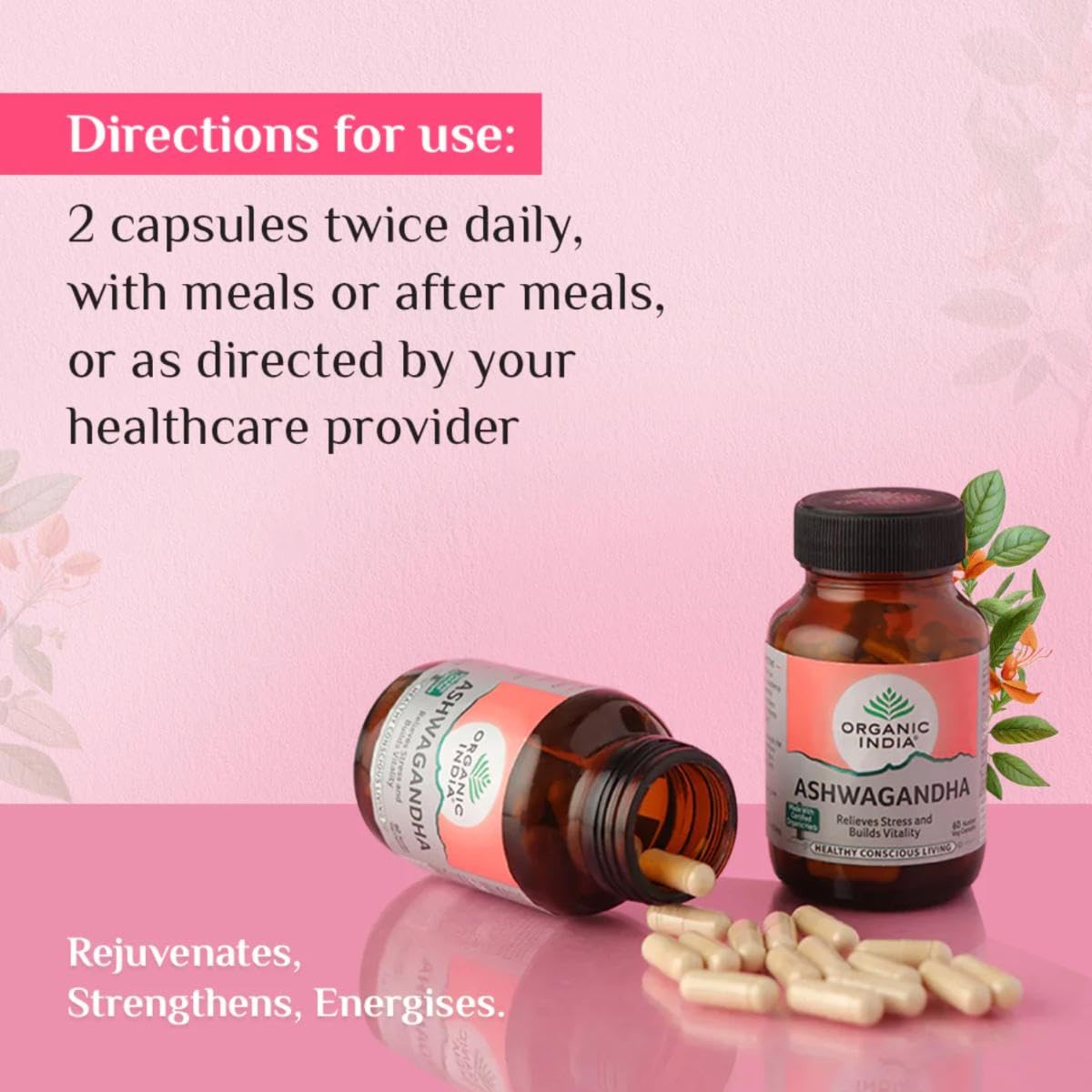 A TATA Product - Organic India Ashwagandha Capsules - 180 Veg Caps, Vitality & Relieves Stress, Naturally Boosts Energy & Stamina, Improves Immune System, GMP & NPOP Certified Organic – view 8