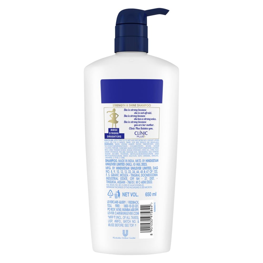 Clinic Plus Strength & Shine, Shampoo, 650ml, with Egg Protein, All Hair Types, for Women & Men – view 2