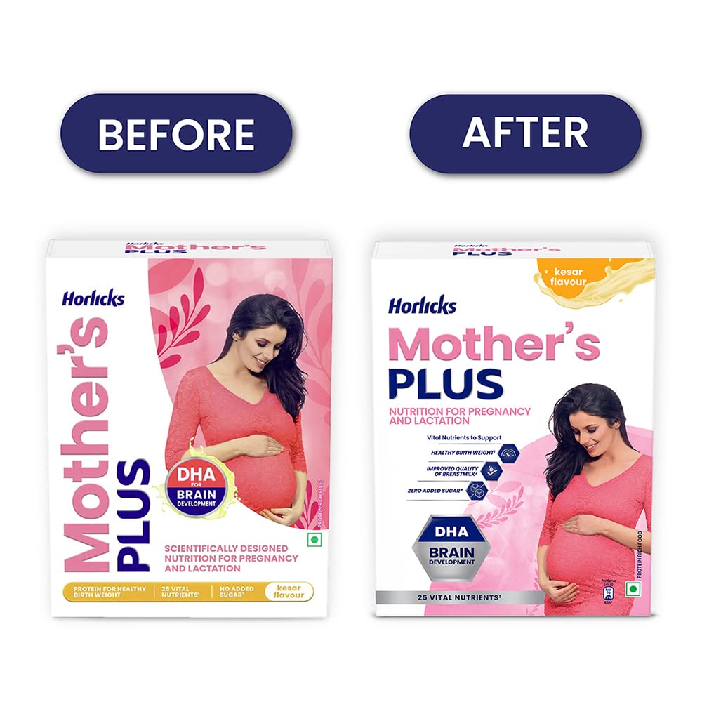 Horlicks Mother's Horlicks Plus Powder, Health Drink For Pregnancy & Lactation, Protein For Healthy Birth Weight, No Added Sugar, Kesar Flavour, Refill, 500G – view 6