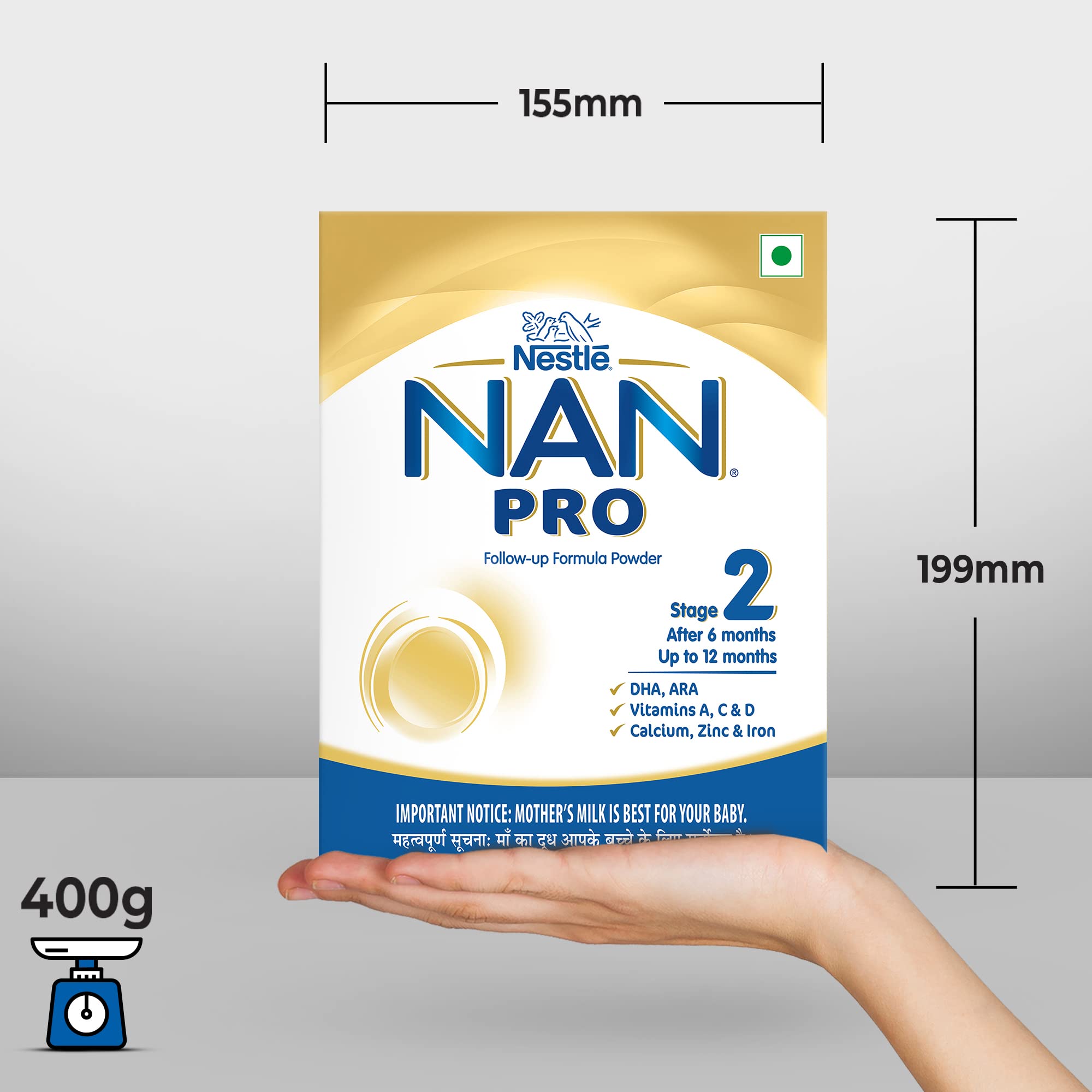 Nestle NAN PRO 2 Follow-up Formula Powder - After 6 months, Stage 2, 400g Bag-In-Box Pack – view 9