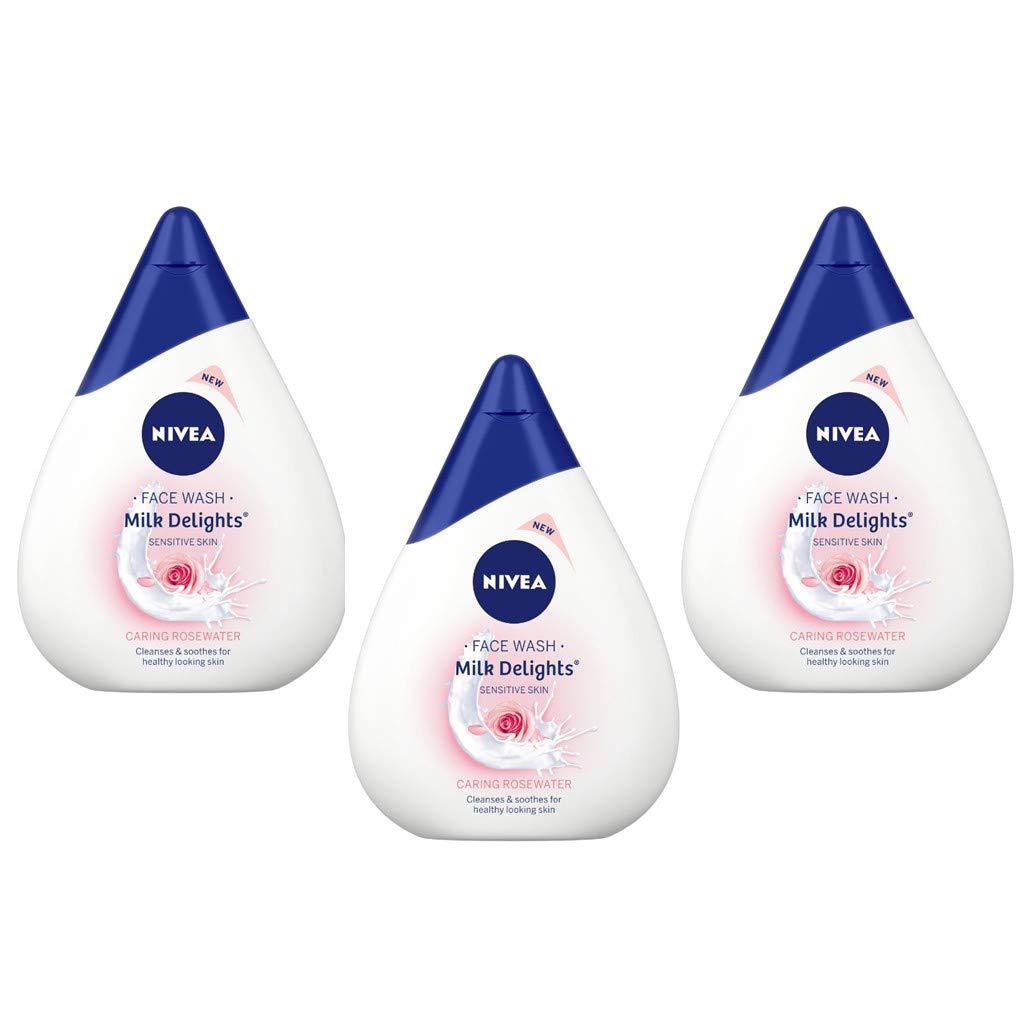 Nivea rosewater cream face wash pack of three tubes
