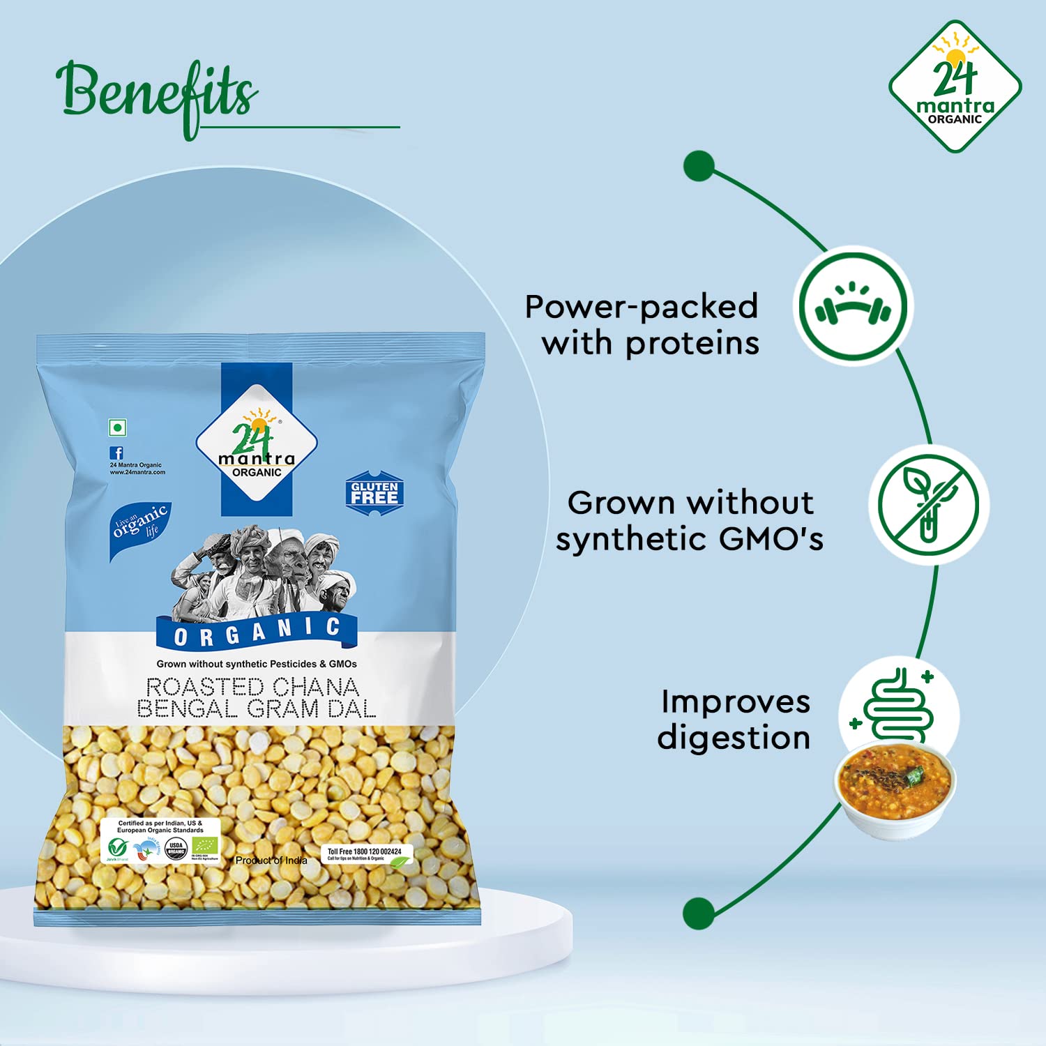 24 Mantra Organic Chana Dal/Bengalgram Dal/Kandi pappu - 1 Kg – view 5