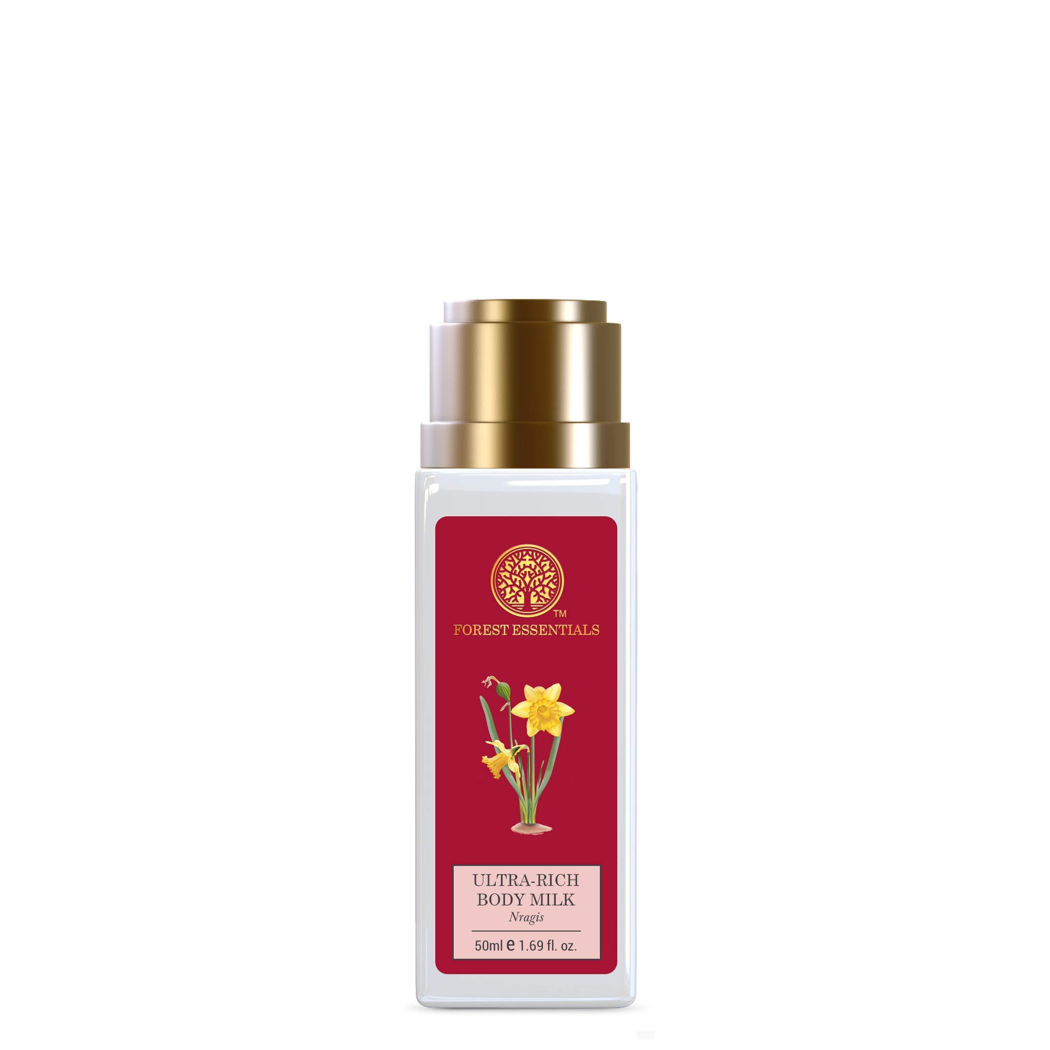 Travel-size Forest Essentials Nargis body milk bottle for normal skin