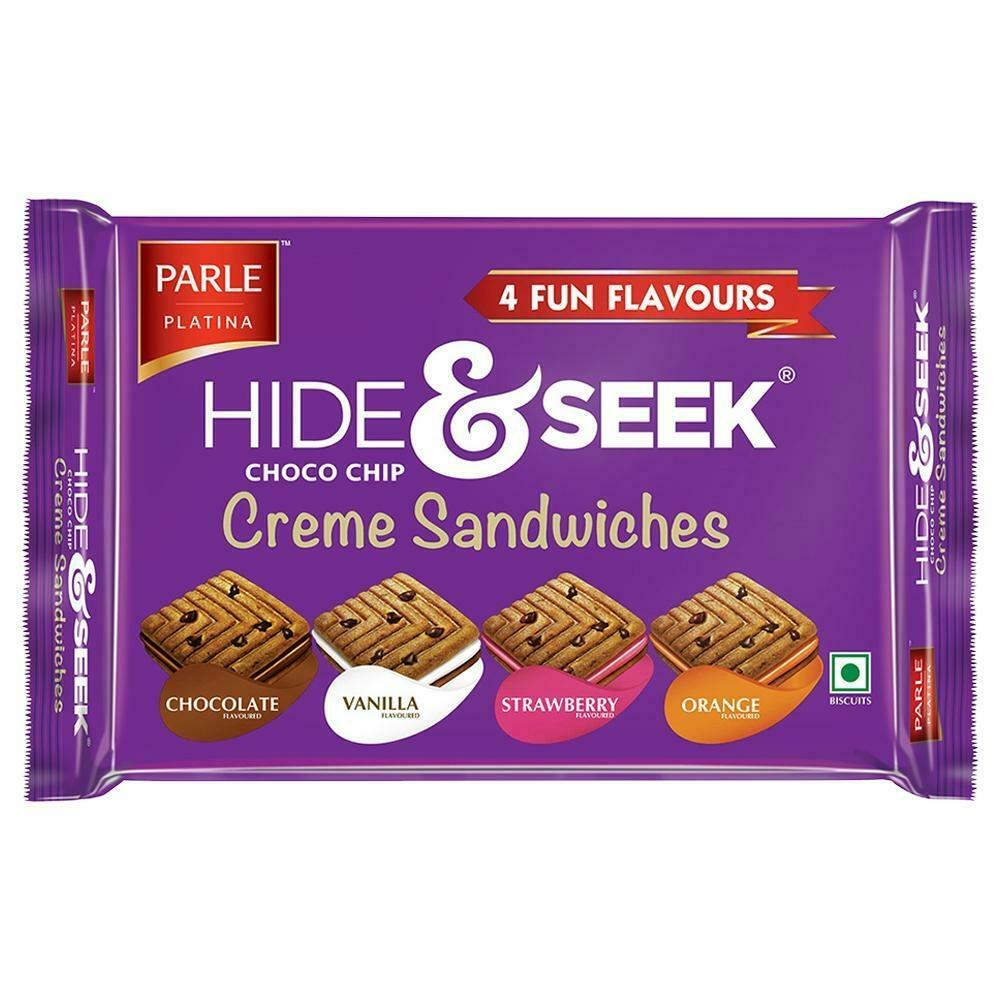 Parle Hide & Seek 4 Fun Flavours Choco Chip Creme Sandwich Biscuits 400 G – view 1