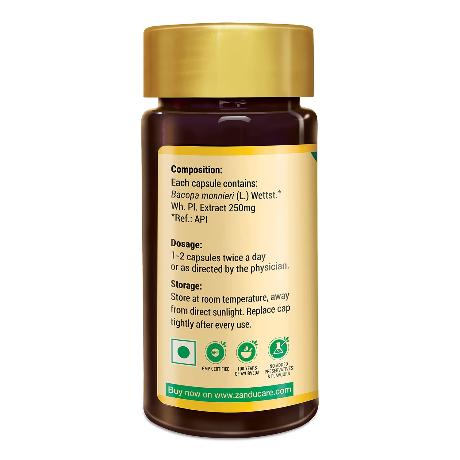 Zandu Bacopa (Brahmi) Capsules: An Age Old Ayurvedic Remedy Made Using Natural Extracts of Brahmi – view 6