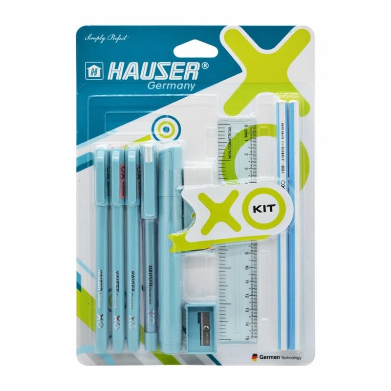 Hauser XO 10-item writing kit in multicolor gift set packaging