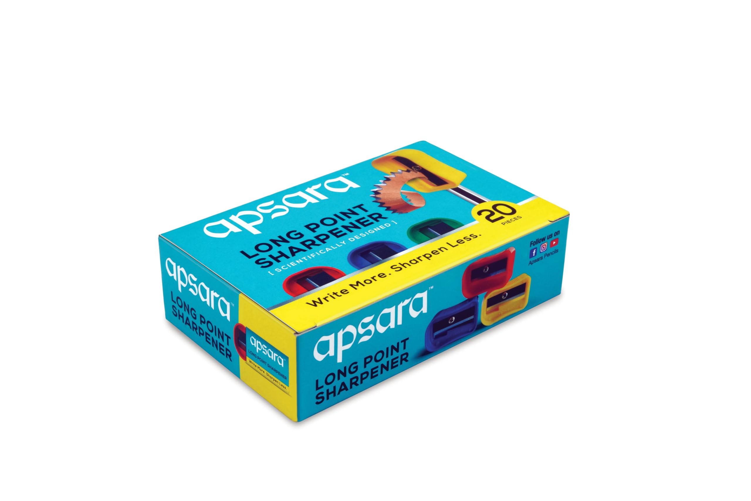 Multi-color Apsara long point sharpeners 20-count stationery pack