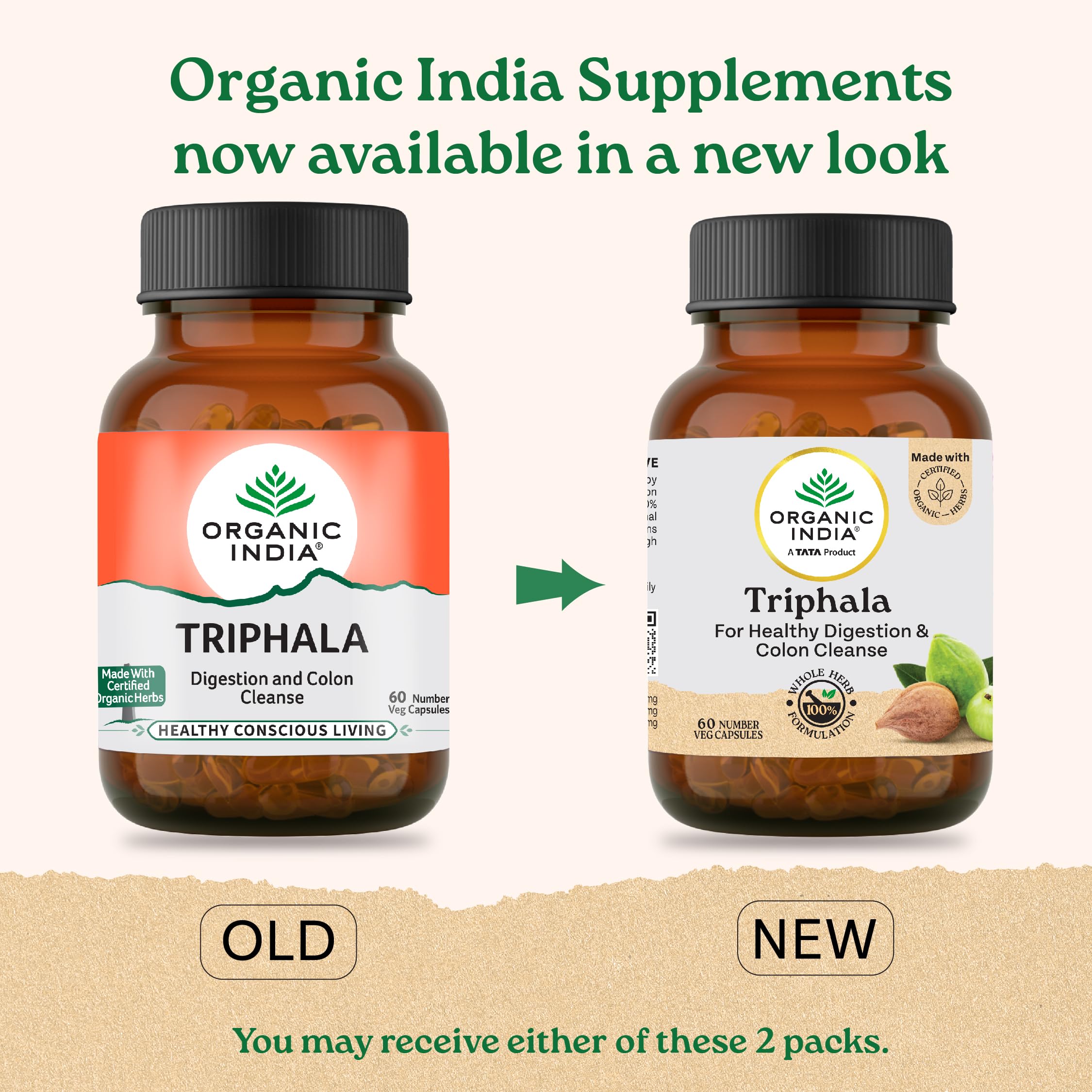 A TATA Product - Organic India Triphala Capsules - 60 Caps, Supports Immune System, Colon & Digestion, Balanced Bowel & Gut Health, Contains Bioactives and Antioxidants, GMP & NPOP Certified Organic – view 2