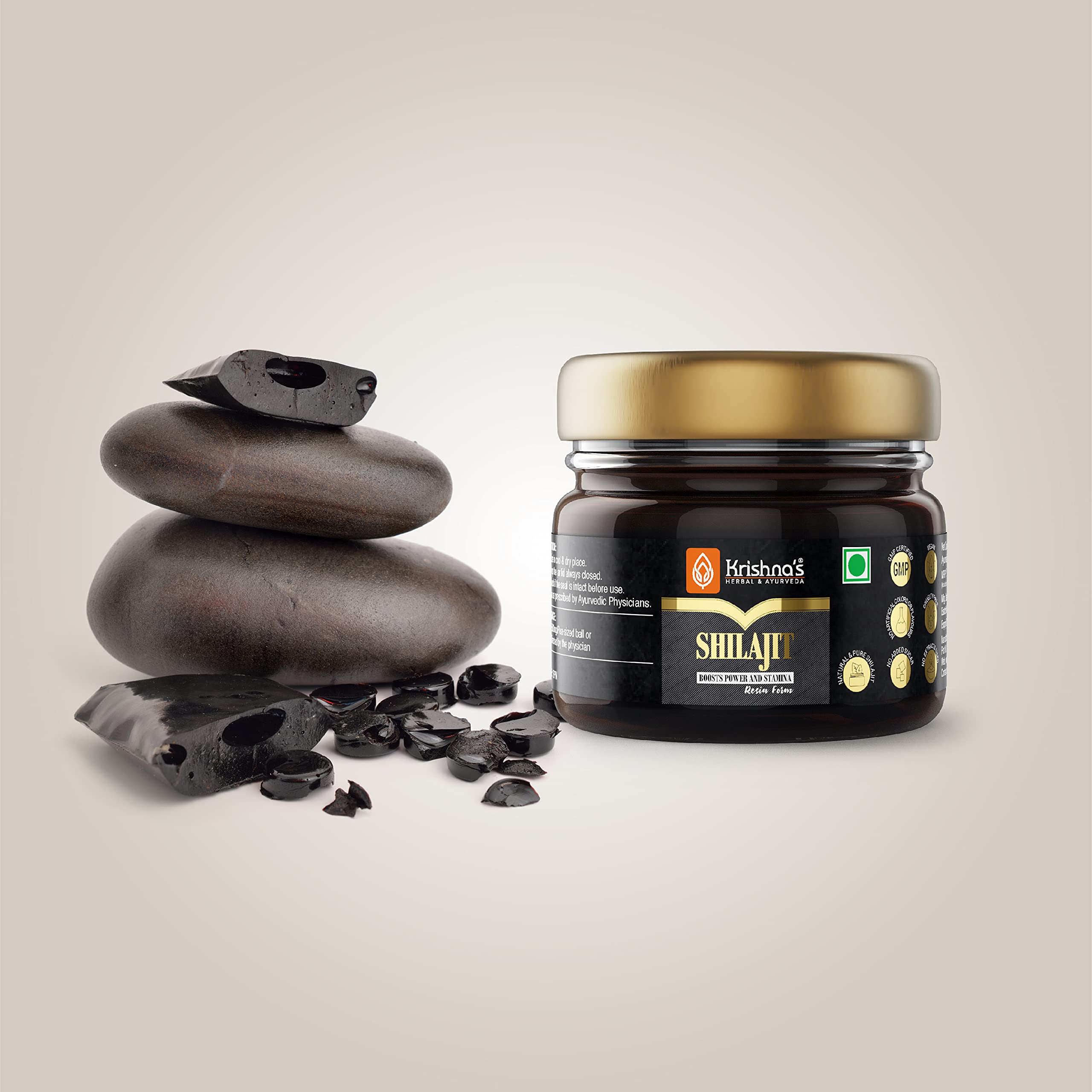 KRISHNA'S HERBAL & AYURVEDA Pure Shilajit-20G,100% Pure Himalayan Shilajit, Helps To Boost Performance, Power, Stamina, Endurance, Strength & Overall Wellbeing, Surya Tapi Process - Resin – view 4