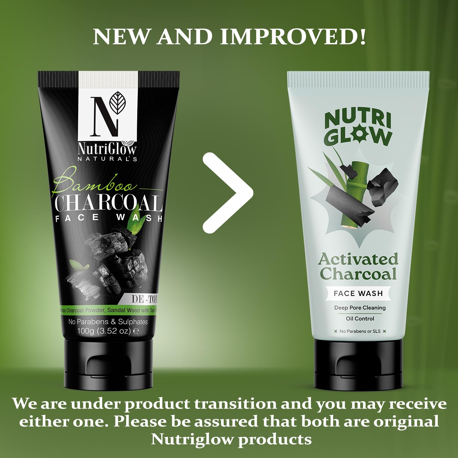 NutriGlow NATURAL'S Bamboo Charcoal Face Wash with Sandalwood for Daily Exfoliation, Refresh Skin - All Skin Types - 100g – view 2