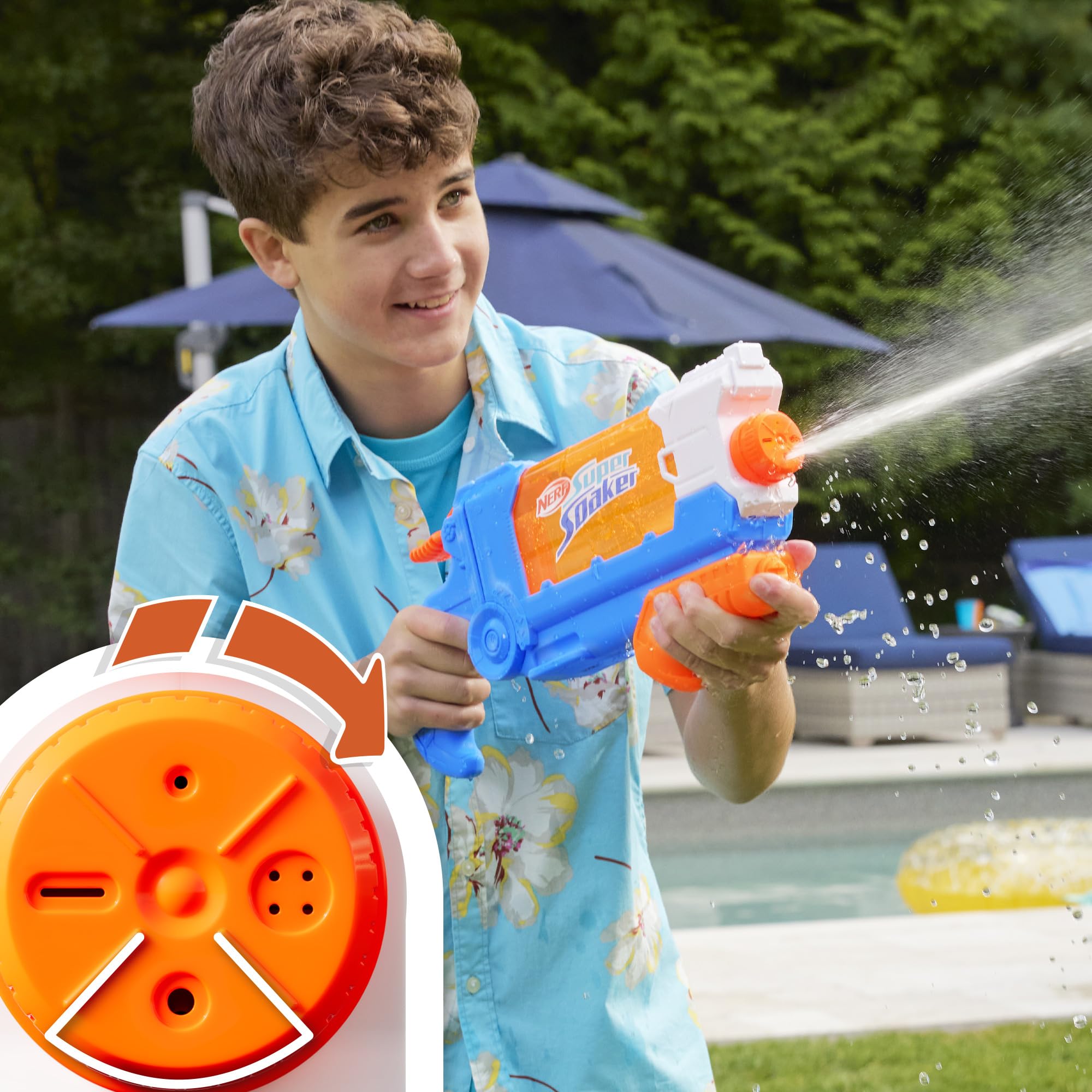 Nerf Super Soaker Flip Fill Water Blaster - 4 Spray Styles - Fast Fill - Large 890ml Water Tank - Pichkari for Outdoor Water Games, Branded Toy Pichkari for Holi Festival, for Kids 6+ – view 9