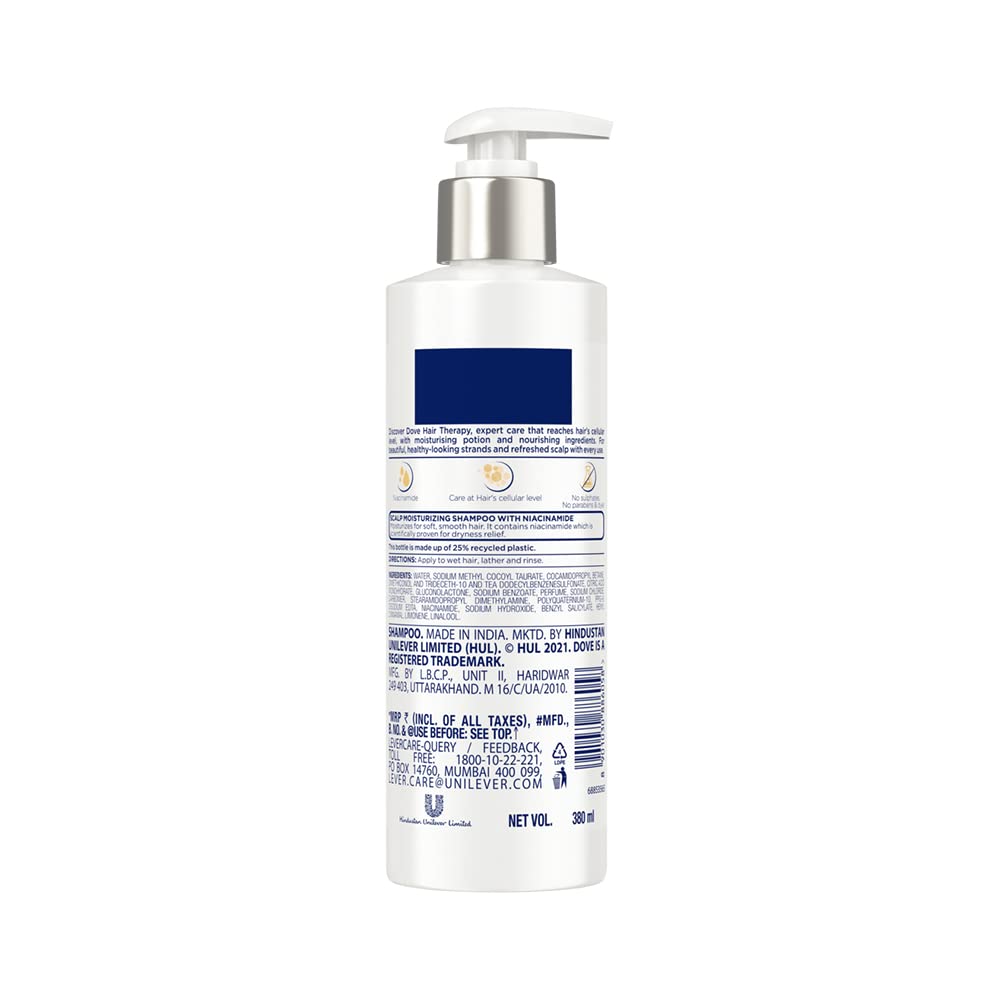 Dove Hair Therapy Dry Scalp Care Sulphate-Free Shampoo, No Parabens & Dyes, With Niacinamide to relieve scalp dryness for smooth hair, 380 ml – view 2