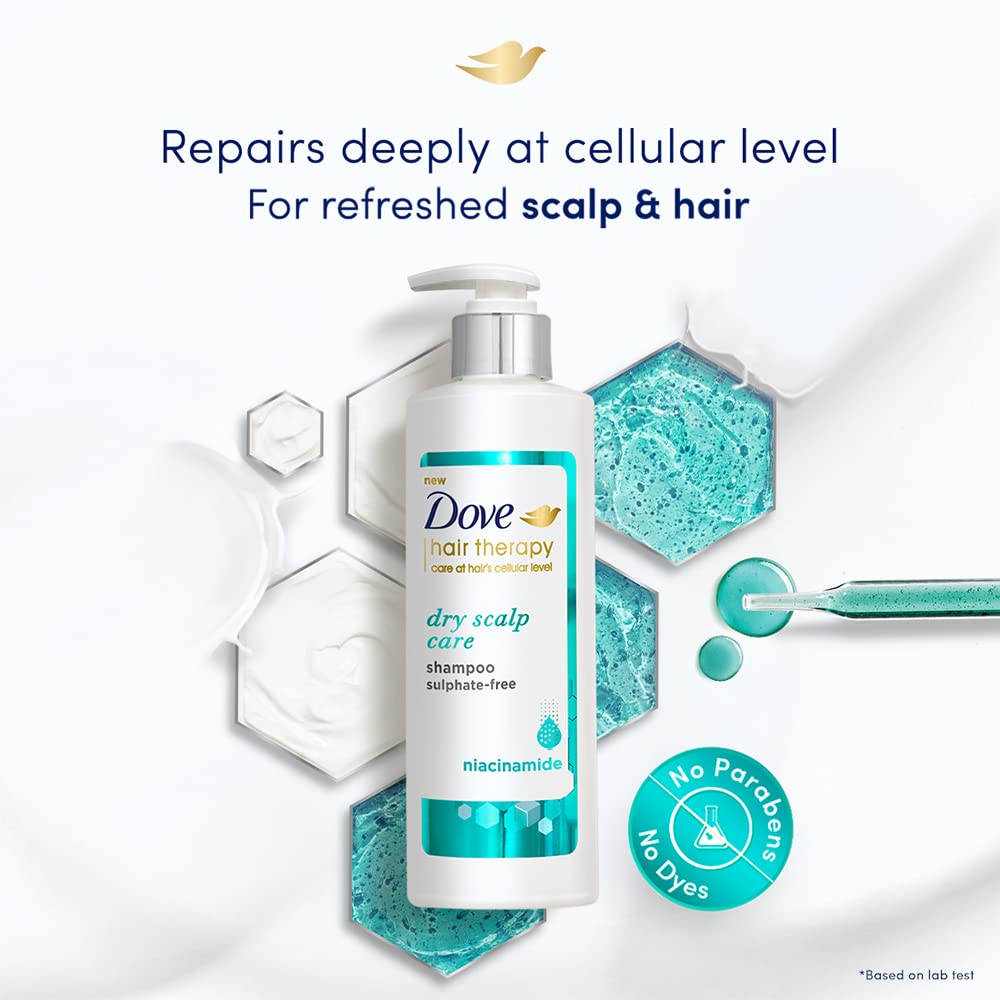 Dove Hair Therapy Dry Scalp Care Sulphate-Free Shampoo, No Parabens & Dyes, With Niacinamide to relieve scalp dryness for smooth hair, 380 ml – view 4