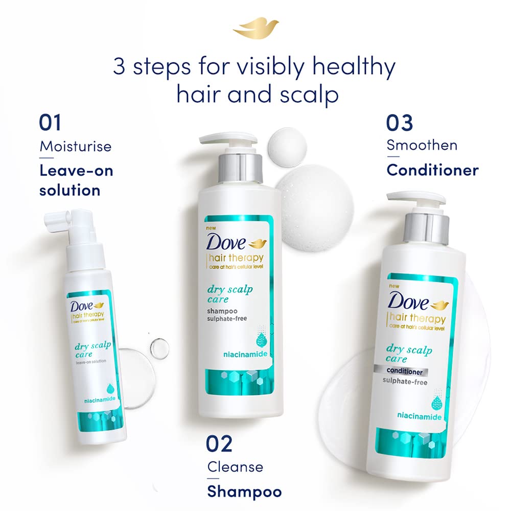 Dove Hair Therapy Dry Scalp Care Sulphate-Free Shampoo, No Parabens & Dyes, With Niacinamide to relieve scalp dryness for smooth hair, 380 ml – view 5