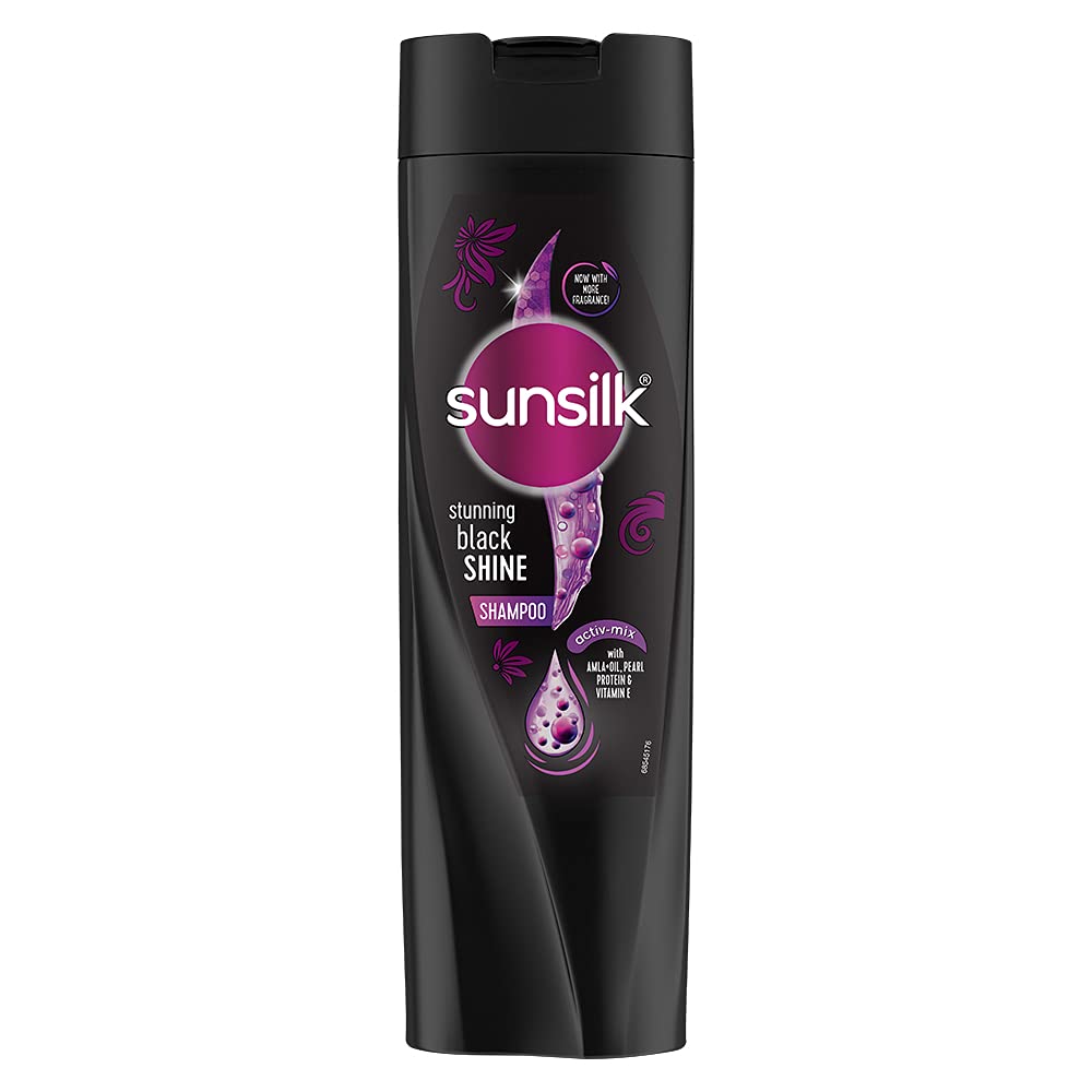 Front view of Sunsilk black shine shampoo bottle