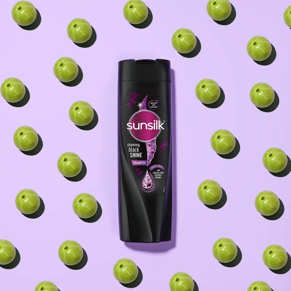 Sunsilk Stunning Black Shine Shampoo 360 ml, With Amla + Oil & Pearl Protein, Gives Shiny, Moisturised, Fuller Hair – view 4