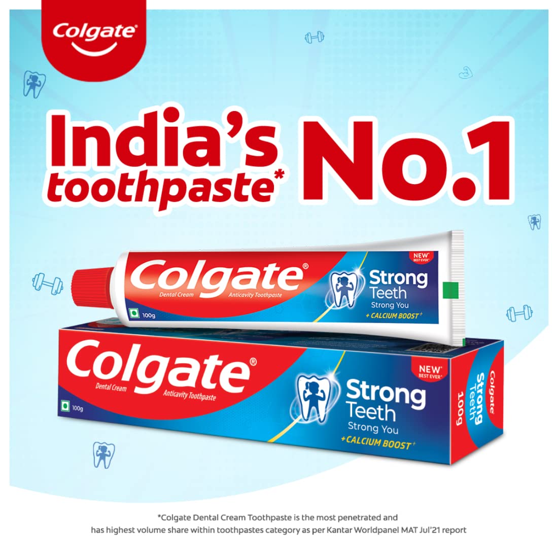 Colgate Strong Teeth Cavity Protection Toothpaste, Colgate Toothpaste with Calcium Boost, 500gm Saver Pack, India's No.1 Toothpaste & Colgate ZigZag Toothbrush - Medium (Buy 2 Get 1) – view 3