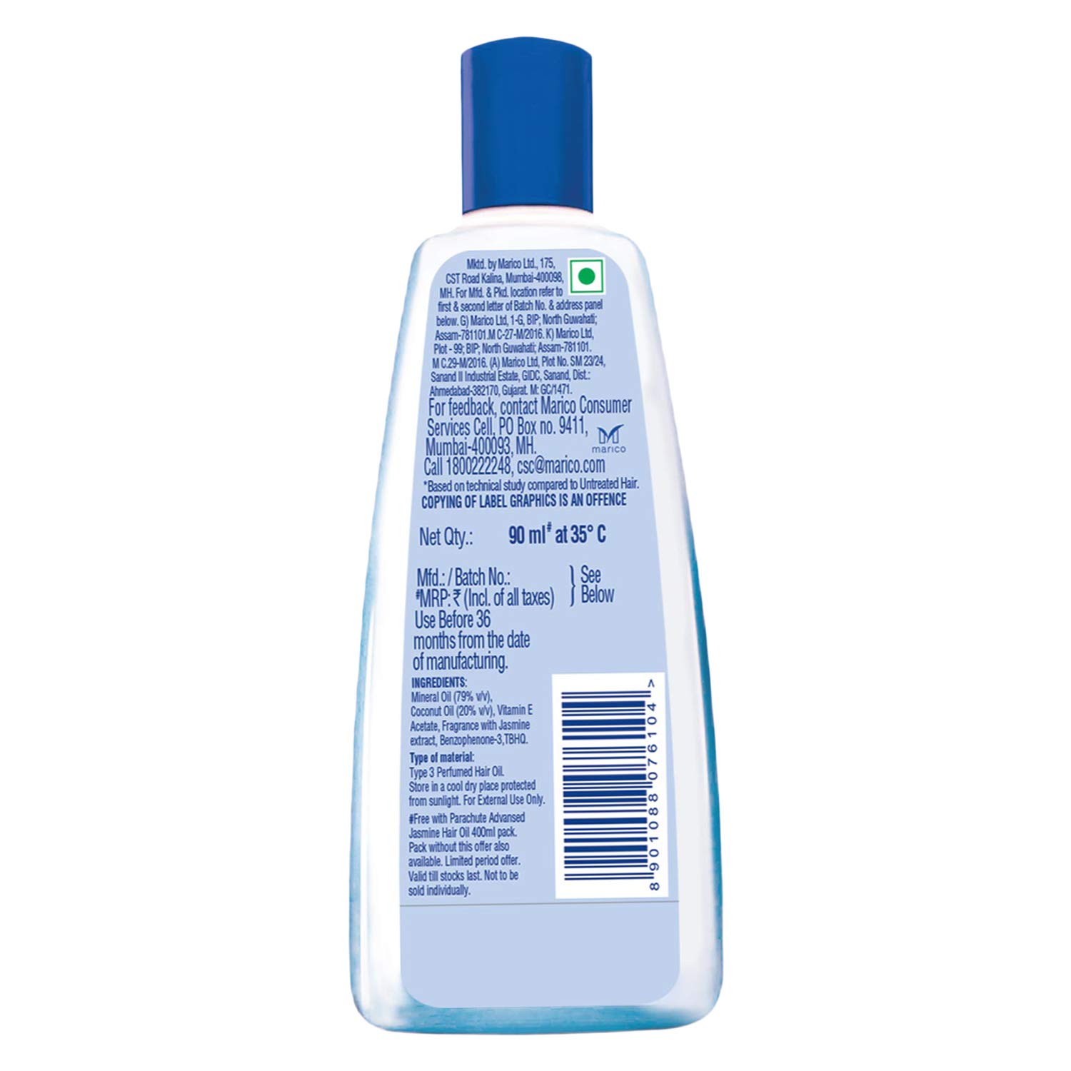 Parachute Advansed Jasmine Coconut Hair Oil with Vitamin E for Healthy Shiny Hair, Non-sticky, 90ml – view 8