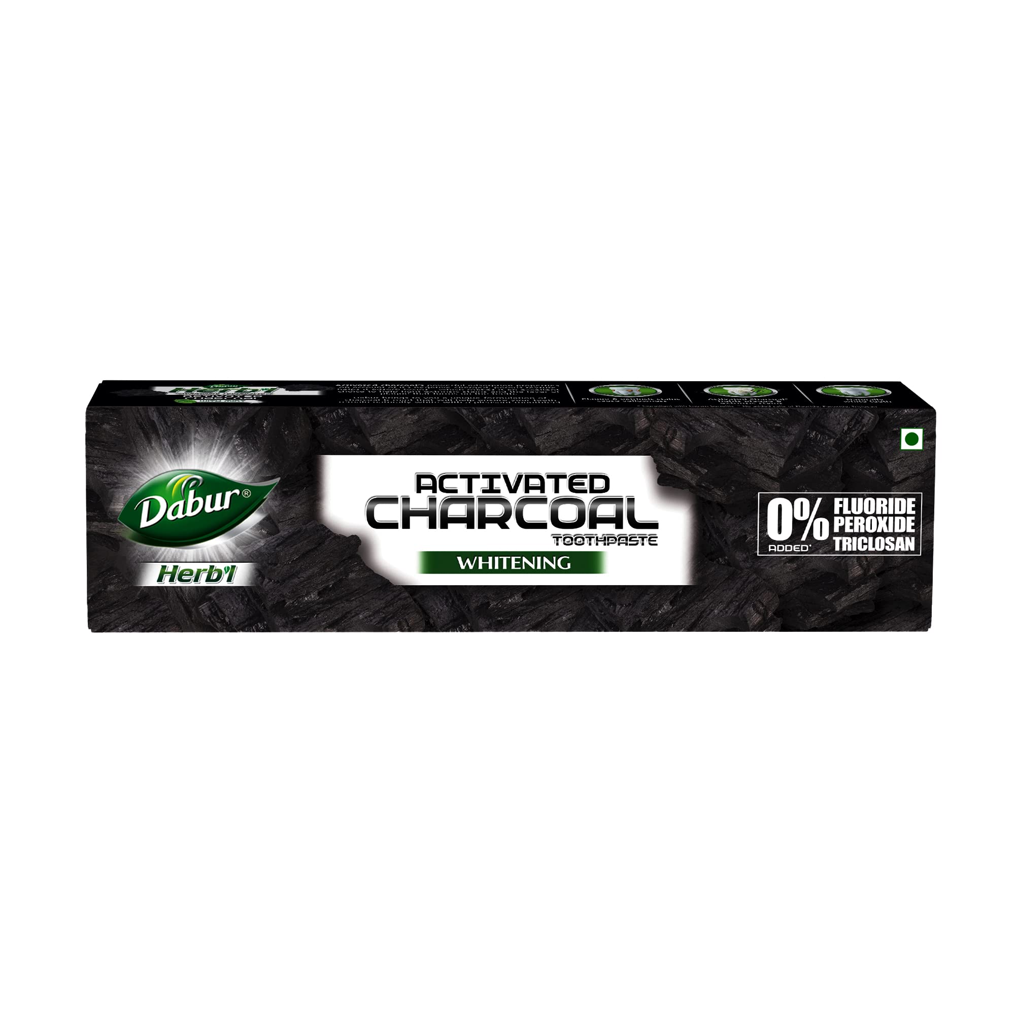 Mint charcoal toothpaste tube for adults, fluoride-free black gel