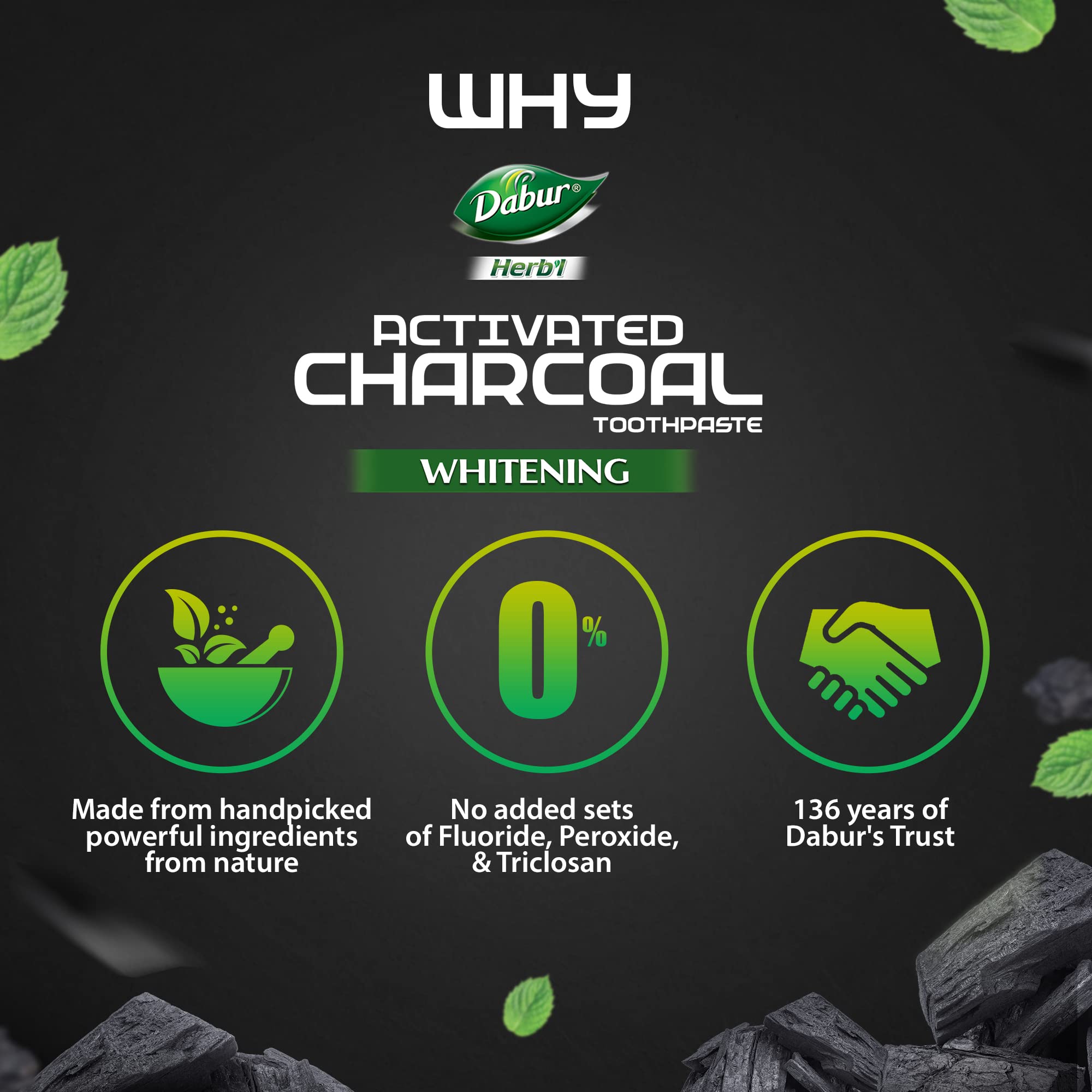DABUR Herb'L Activated Charcoal Toothpaste-120G – view 3