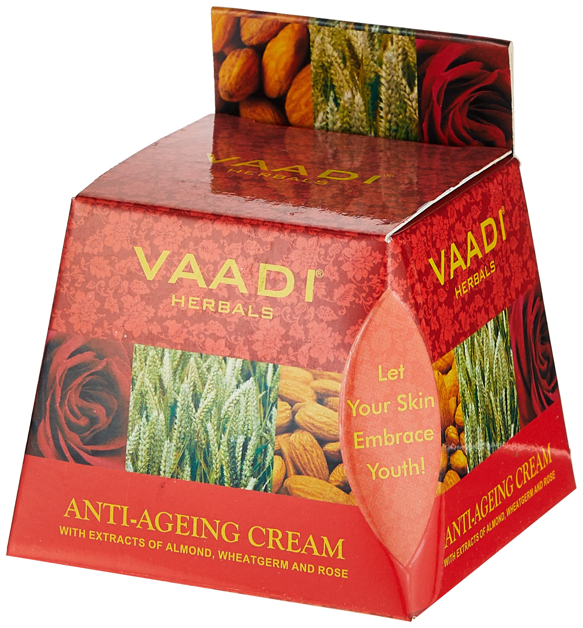 Vaadi Herbals Value Anti Ageing Cream, Almond Wheatgerm Oil and Rose, 30g x 3 – view 2