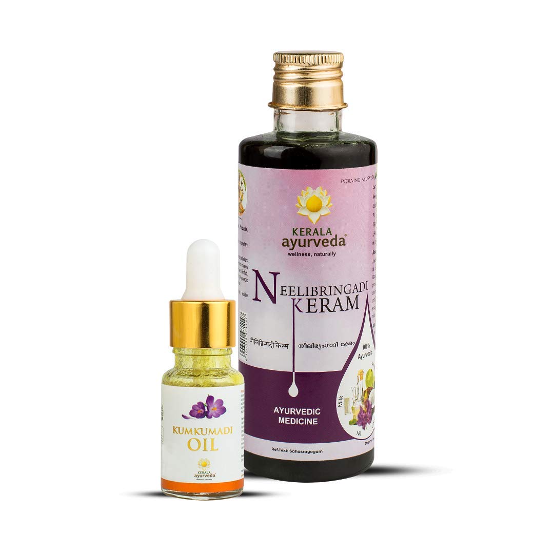 Neelibringadi Keram hair oil with Kumkumadi facial oil set