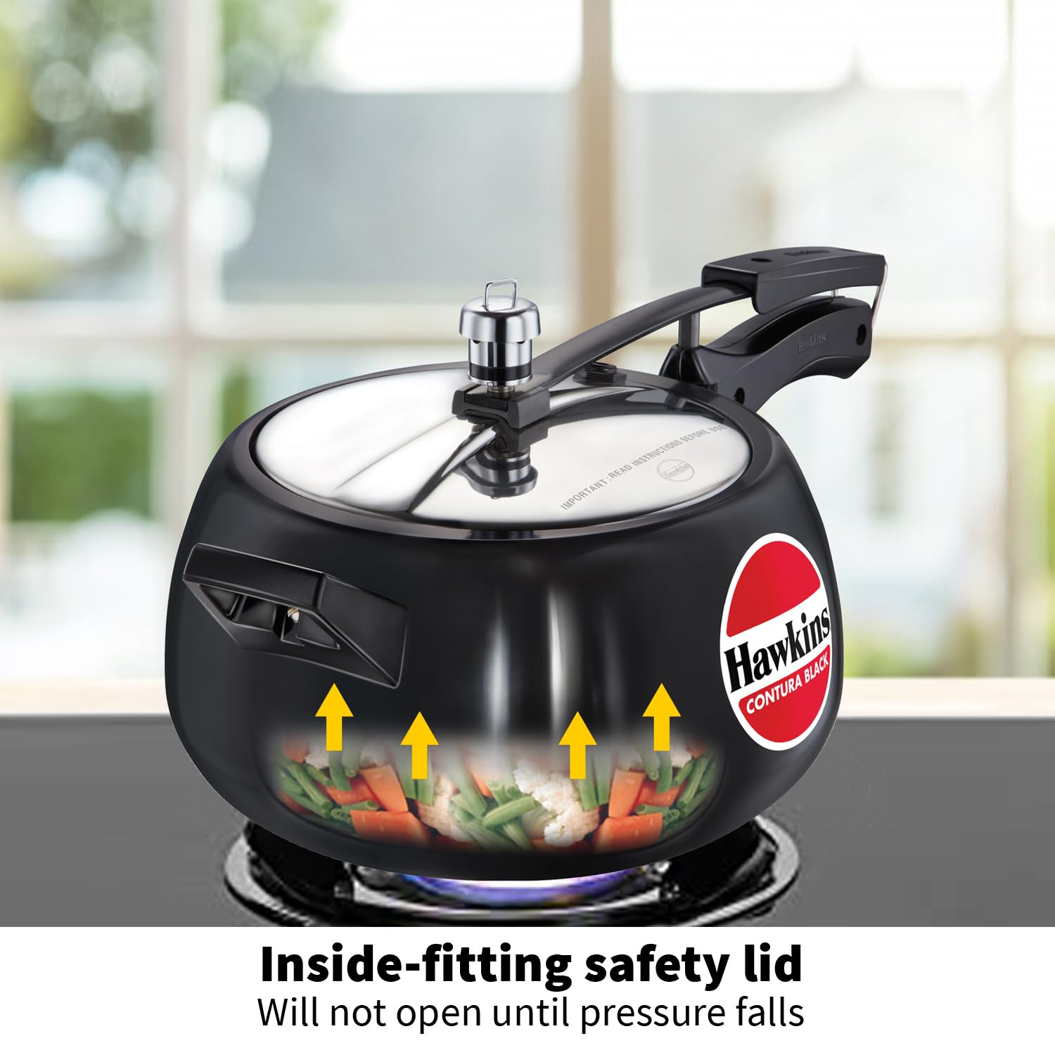 Hawkins Contura Black Pressure Cooker, 5 Litre, Black (CB50) – view 5