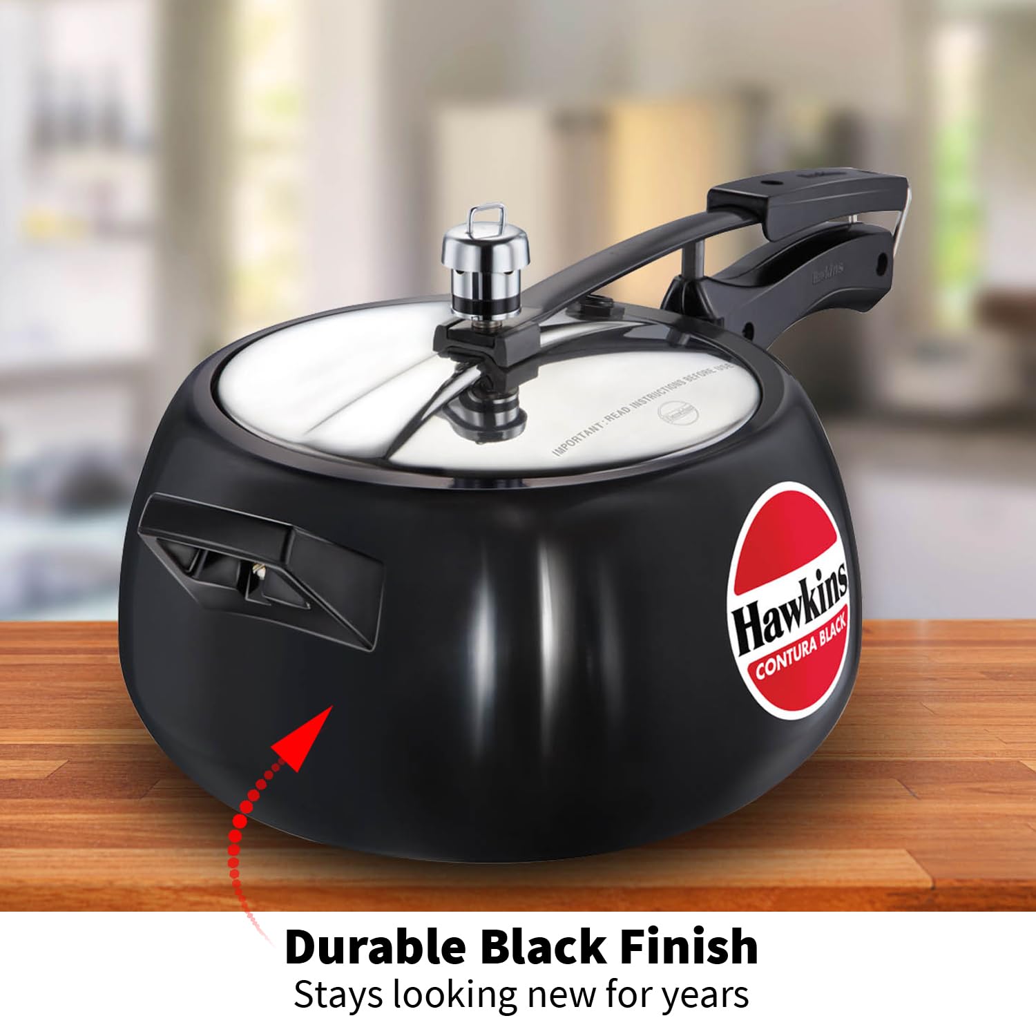 Hawkins Contura Black Pressure Cooker, 5 Litre, Black (CB50) – view 6