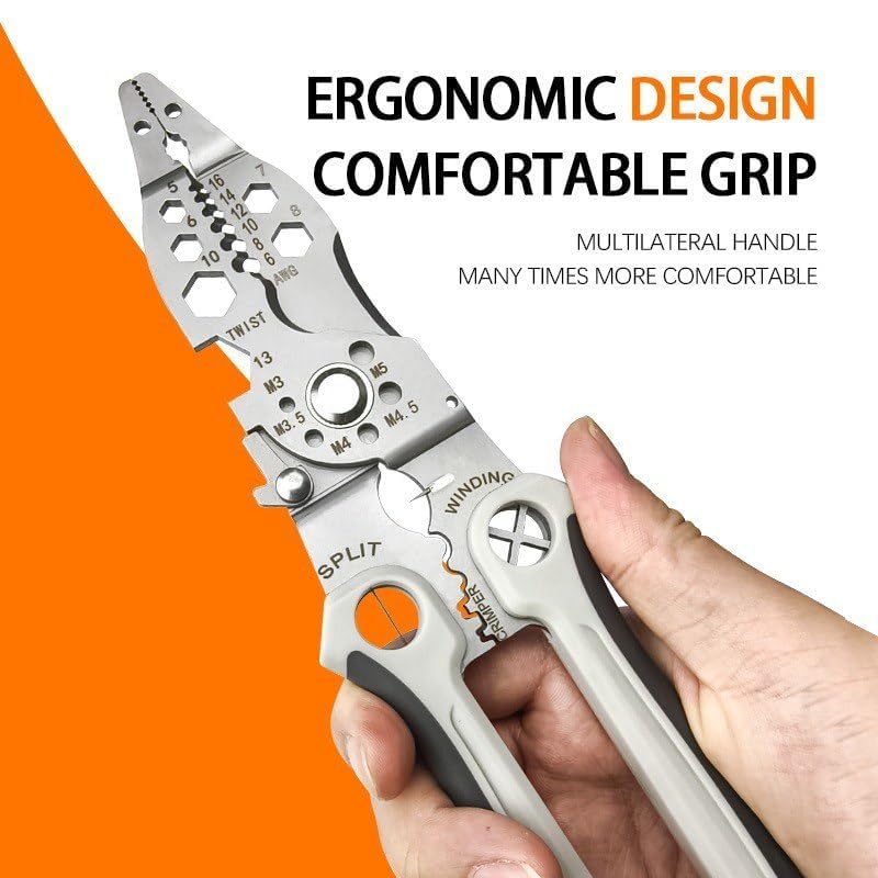 QXORE All in 1 Multifunction Stainless Steel Wire Stripper/Wire Crimping Tool, Wire Cutter, Wire Crimper, Cable Stripper, Wiring Tools and Multi-Function Hand Tool (12 IN 1) – view 2