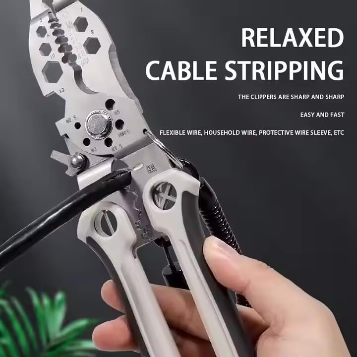 QXORE All in 1 Multifunction Stainless Steel Wire Stripper/Wire Crimping Tool, Wire Cutter, Wire Crimper, Cable Stripper, Wiring Tools and Multi-Function Hand Tool (12 IN 1) – view 5