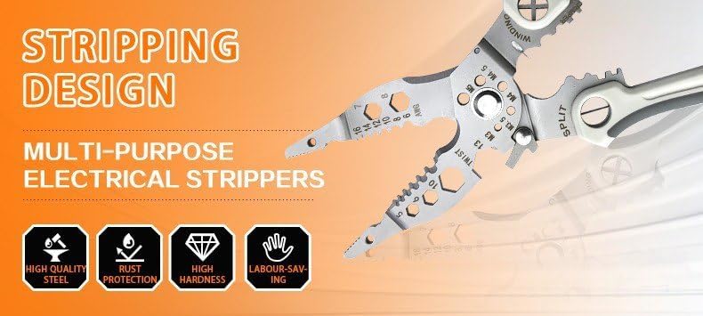 QXORE All in 1 Multifunction Stainless Steel Wire Stripper/Wire Crimping Tool, Wire Cutter, Wire Crimper, Cable Stripper, Wiring Tools and Multi-Function Hand Tool (12 IN 1) – view 8