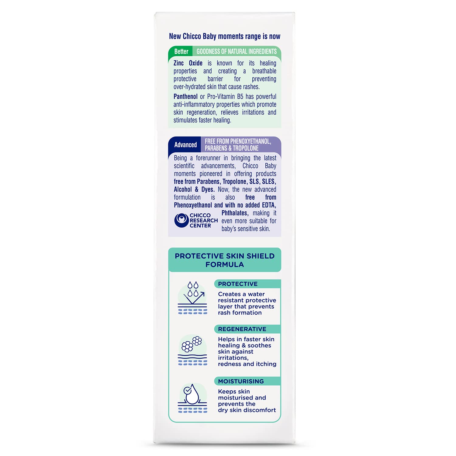 Chicco Baby Moments Diaper Rash Cream, New Advanced Triple Protection Skin Shield Formula with Natural Ingredients to Prevent Rashes & Irritation, No Phenoxyethanol & Parabens (100g) – view 2