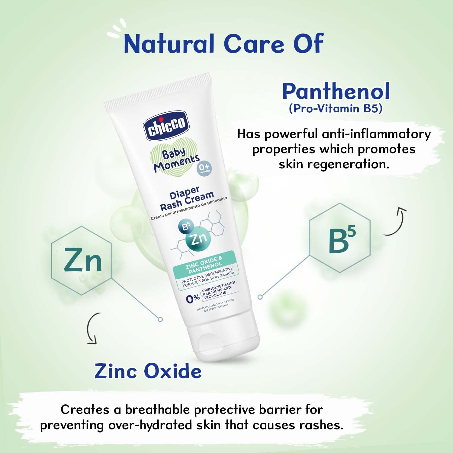 Chicco Baby Moments Diaper Rash Cream, New Advanced Triple Protection Skin Shield Formula with Natural Ingredients to Prevent Rashes & Irritation, No Phenoxyethanol & Parabens (100g) – view 6