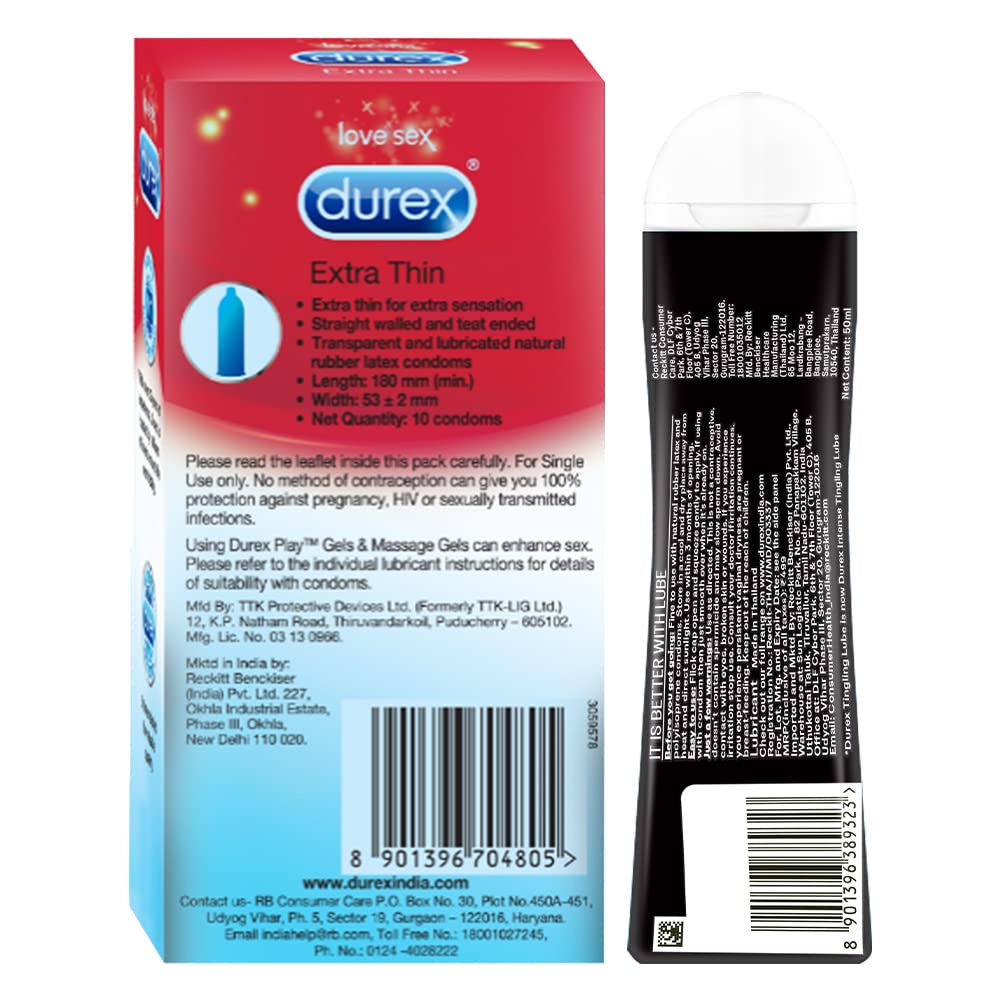 Durex Pleasure Packs (Intense Tingling Lube 50Ml, Extra Thin 10S) – view 6